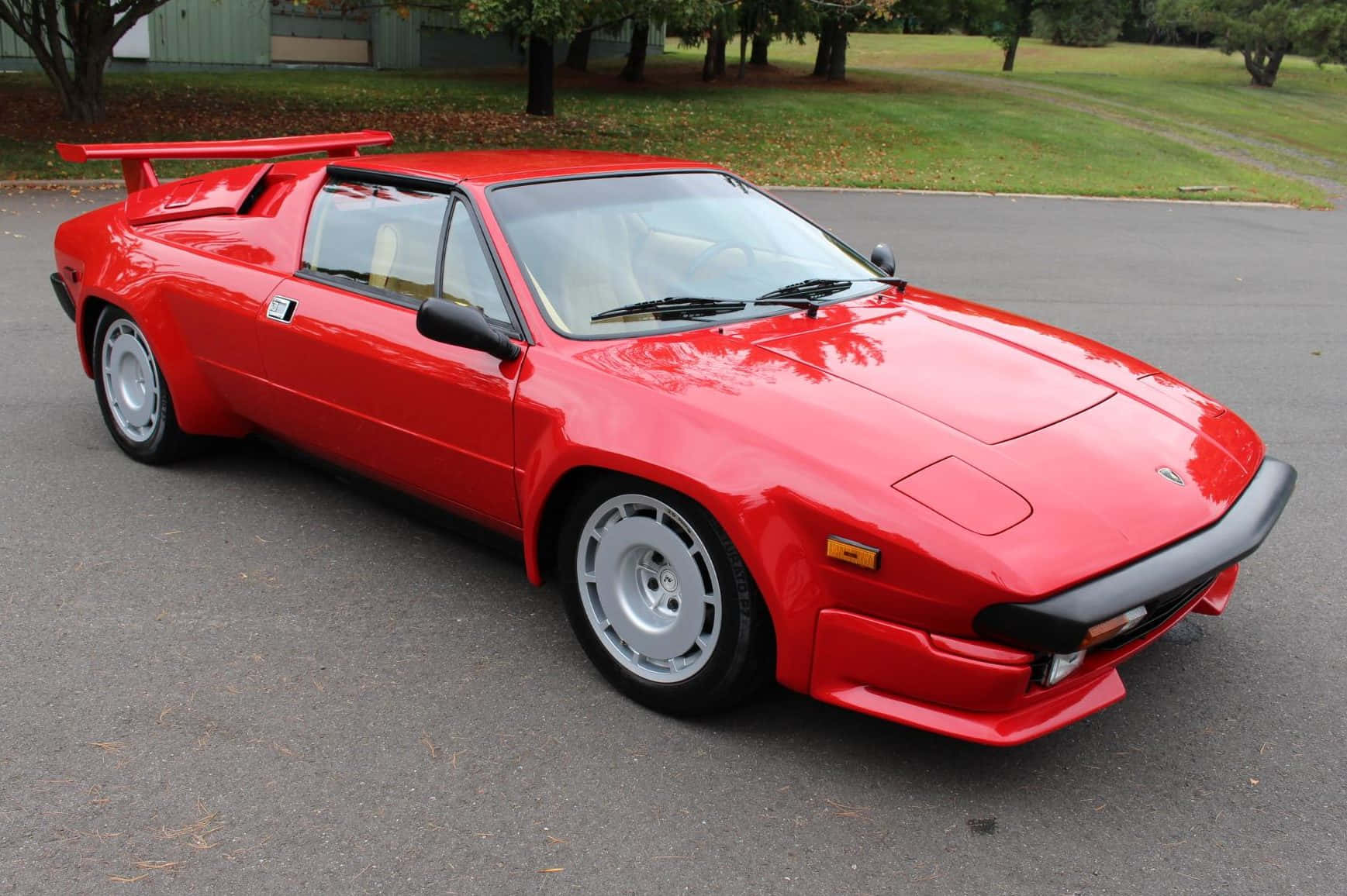 Lamborghini Jalpa, glossy red, large rear wing, HD Desktop Wallpaper