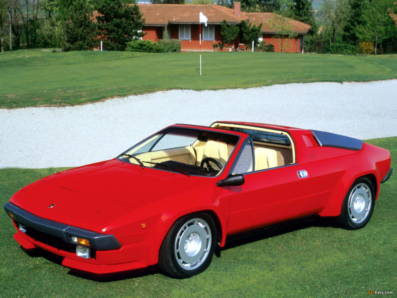 Lamborghini Jalpa, striking red, classic convertible sports car, HD Desktop Wallpaper