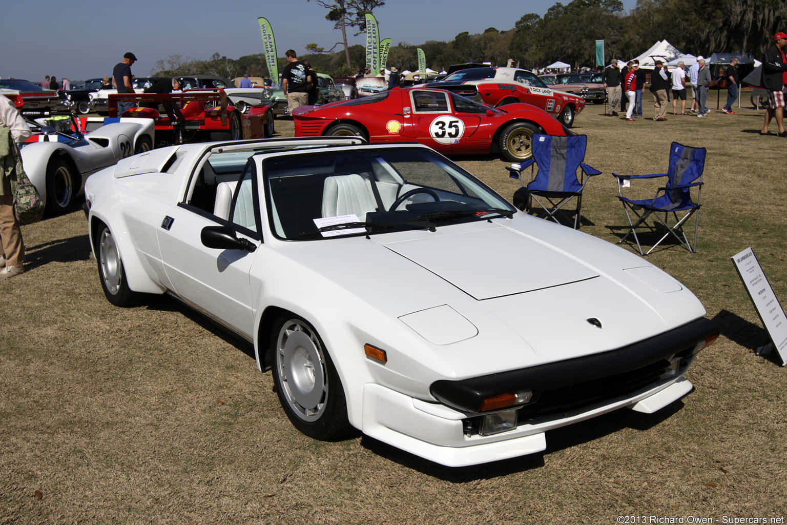 Lamborghini Jalpa, pristine white, outdoor classic car show, HD Desktop Wallpaper
