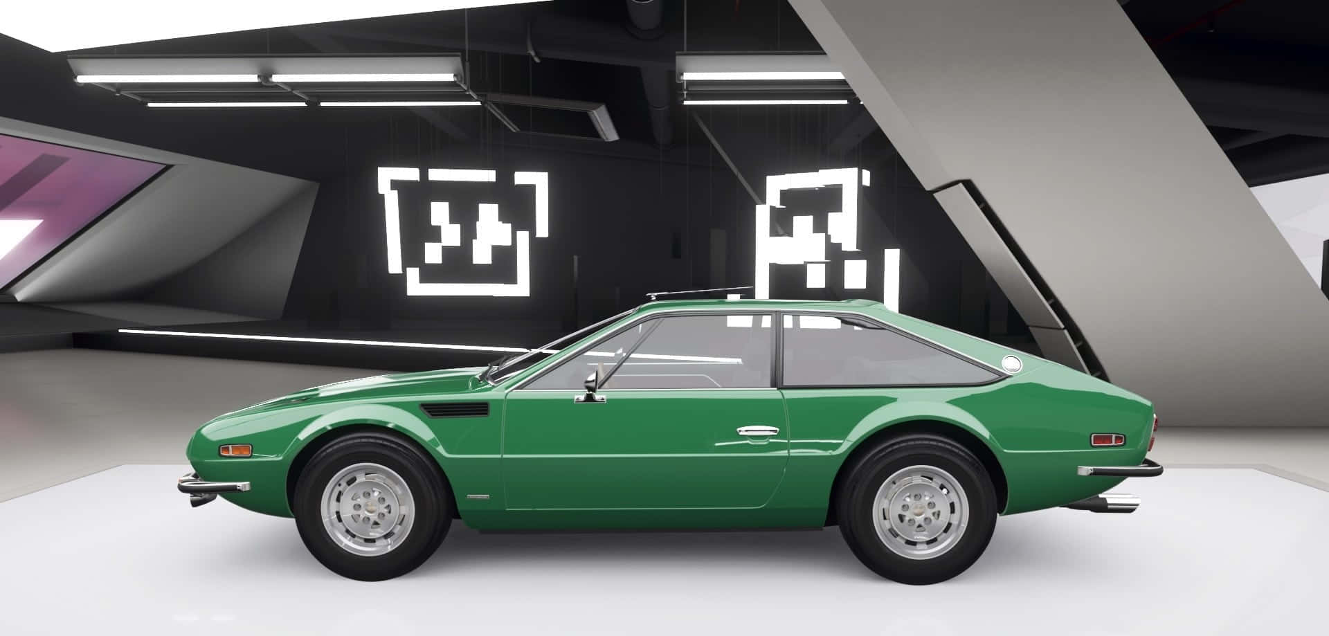 Lamborghini Jarama, green, stunning sunset, Full HD Desktop Wallpaper