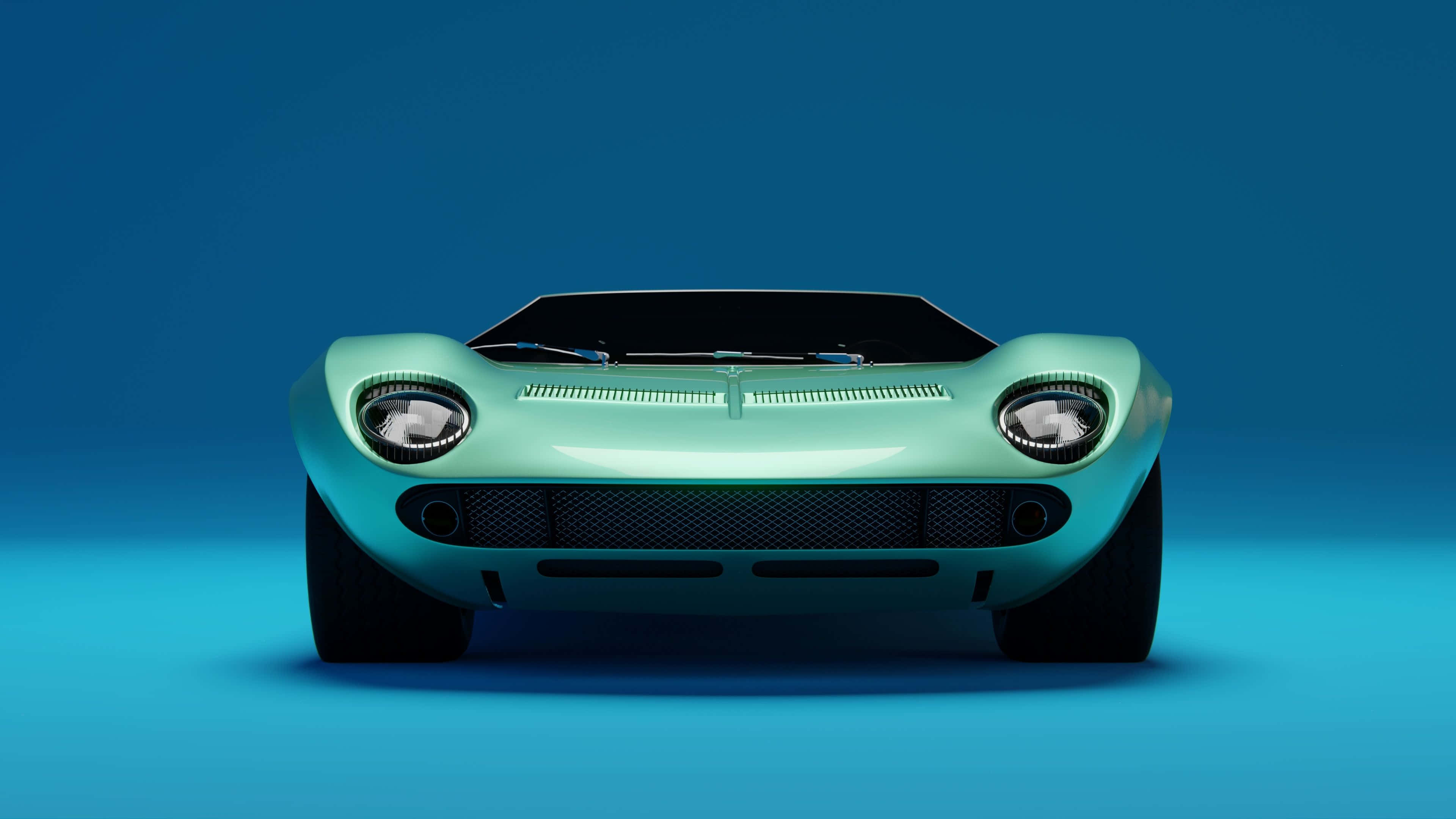 Lamborghini Miura, mint green, classic sports car, 4K Desktop Wallpaper