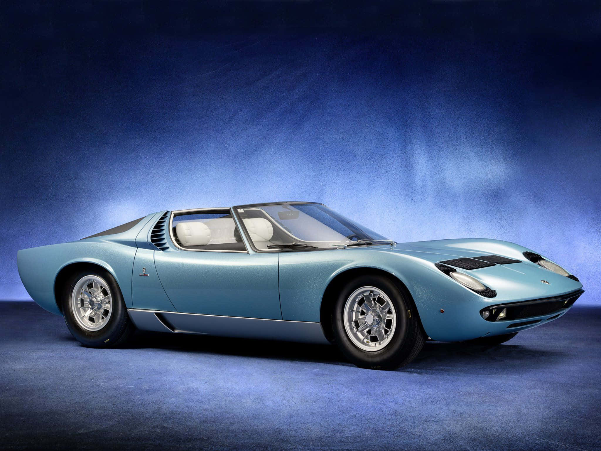 Lamborghini Miura, light blue, silver accents, Full HD Desktop Wallpaper