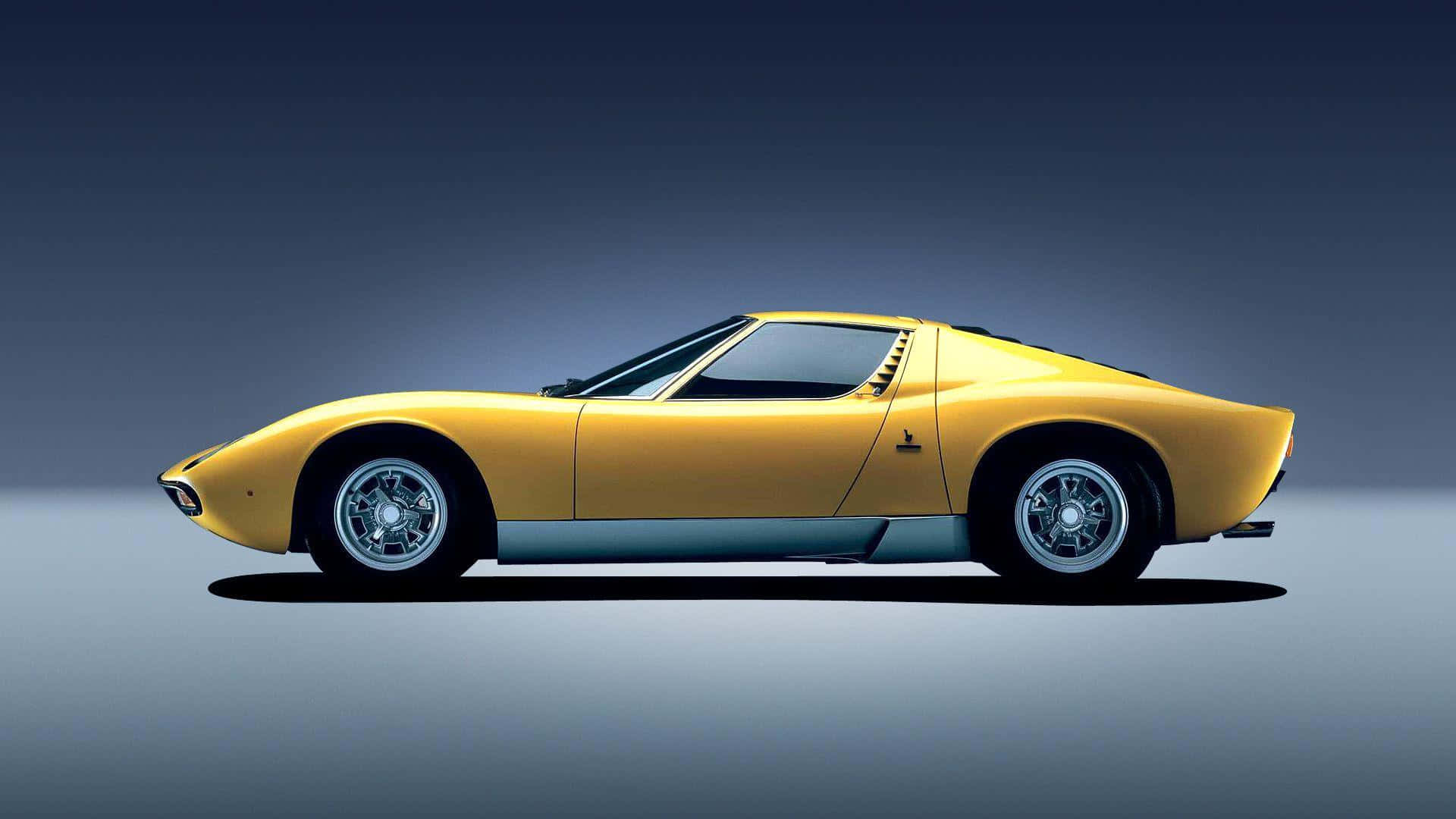 Lamborghini Miura, yellow, silver wheels, Full HD Desktop Wallpaper