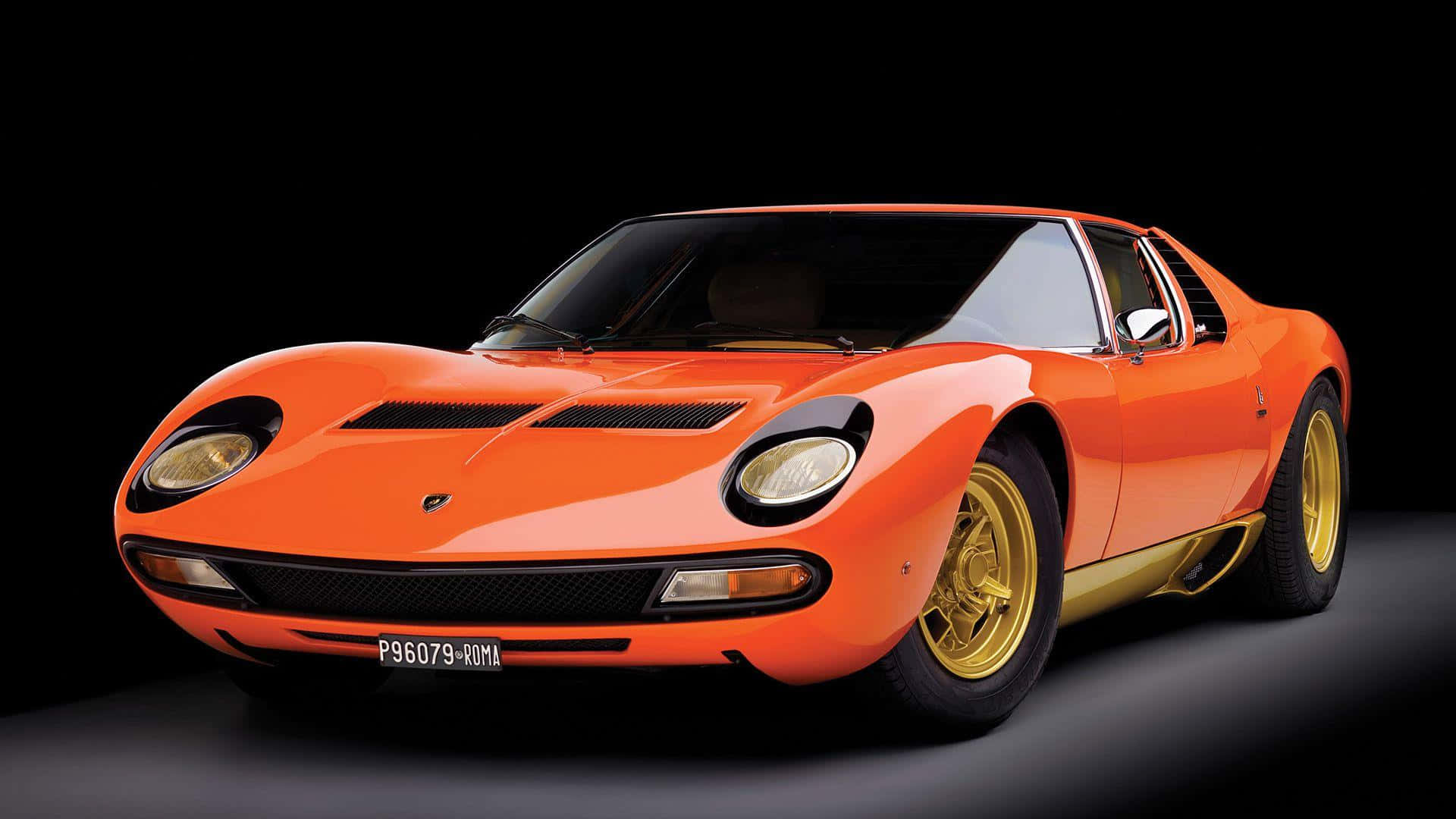 Lamborghini Miura, vibrant orange, gold wheels, Full HD Desktop Wallpaper