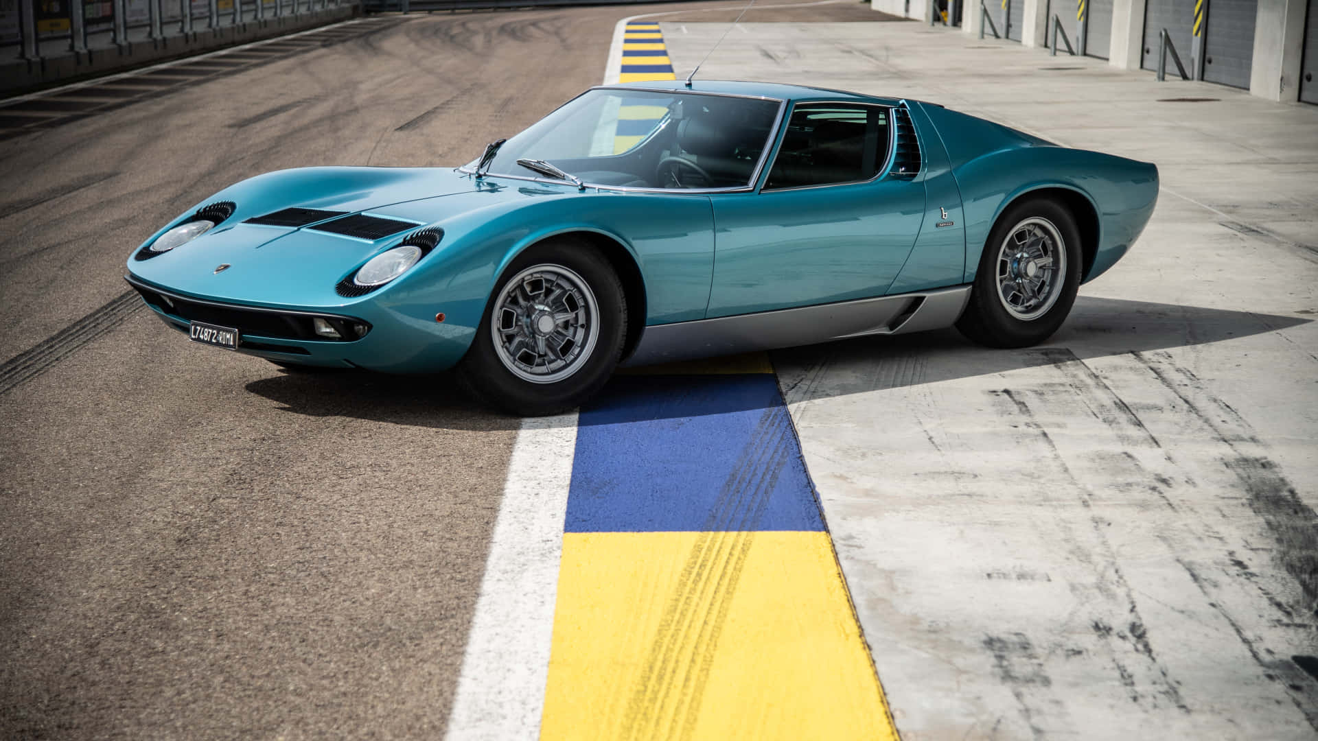 Lamborghini Miura, turquoise, racetrack, Full HD Desktop Wallpaper