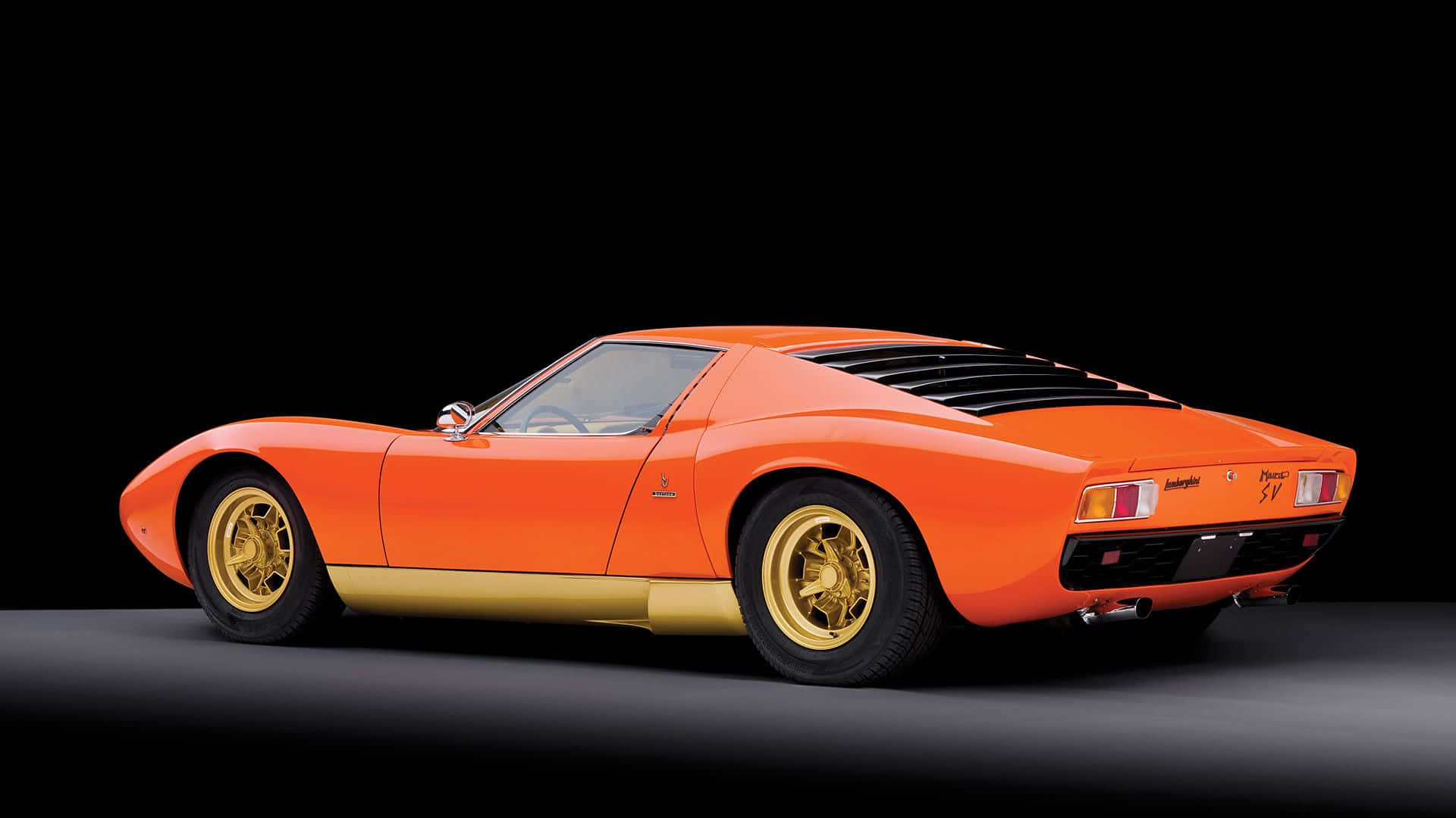 Lamborghini Miura, vibrant orange, gold accents, Full HD Desktop Wallpaper
