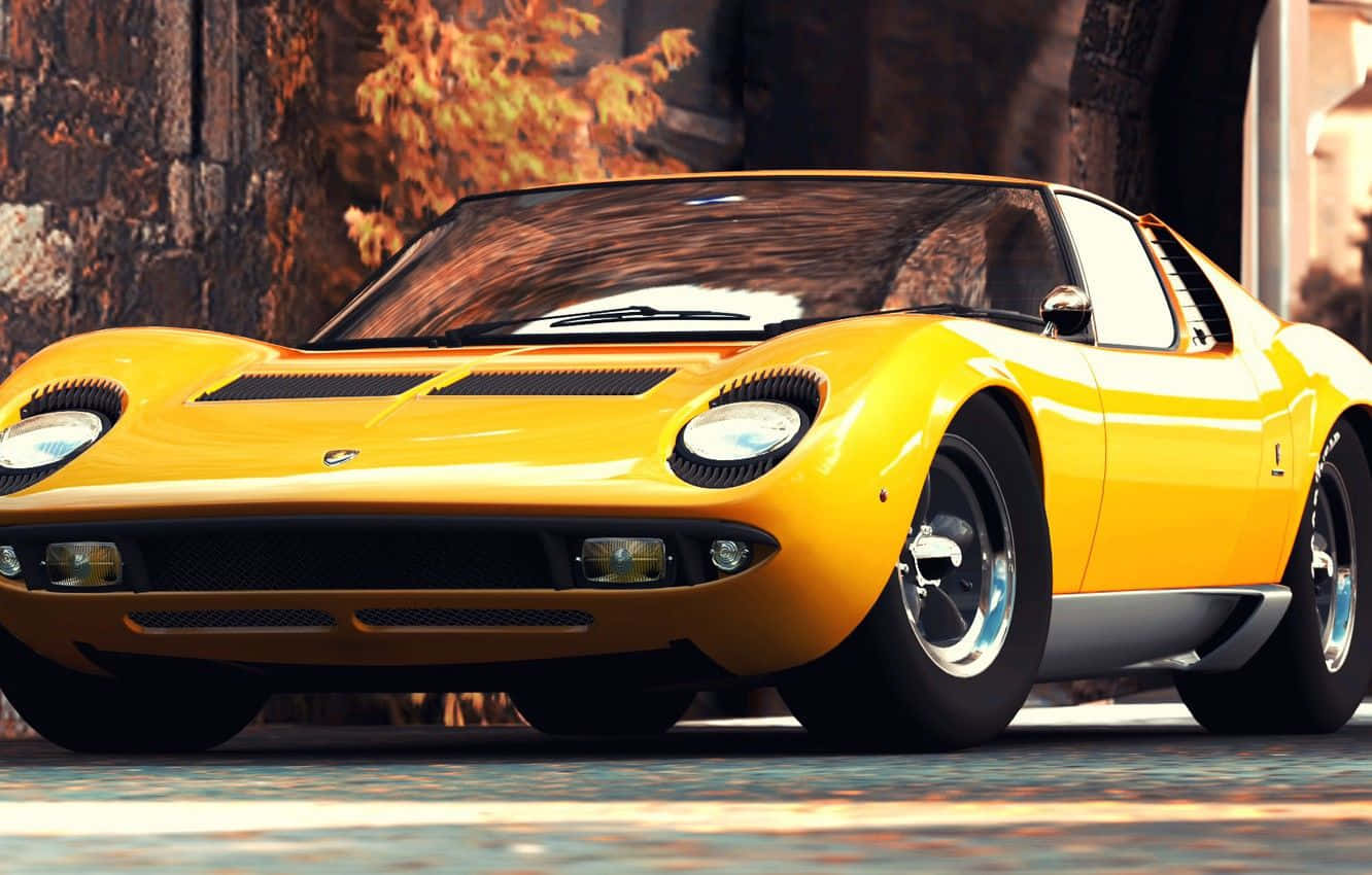Lamborghini Miura, vibrant yellow, black accents, HD Desktop Wallpaper