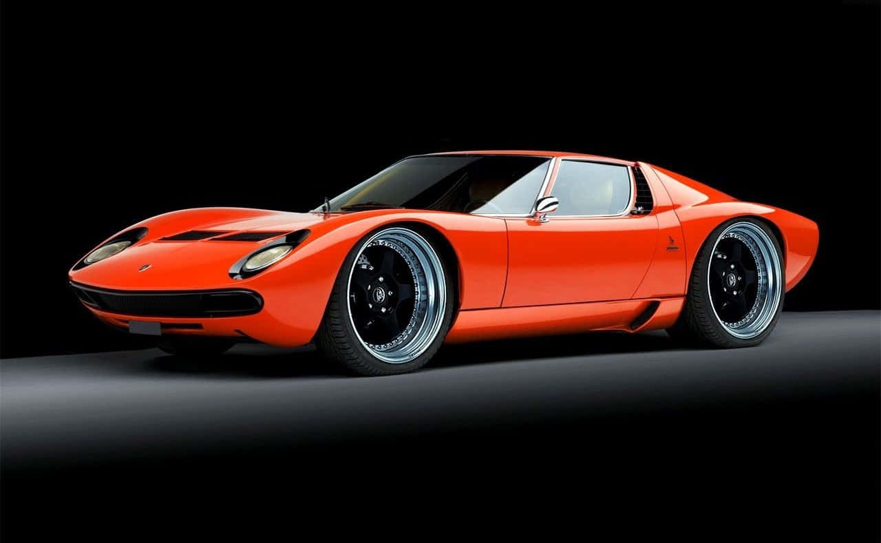 Lamborghini Miura, vibrant orange, studio lights, HD Desktop Wallpaper