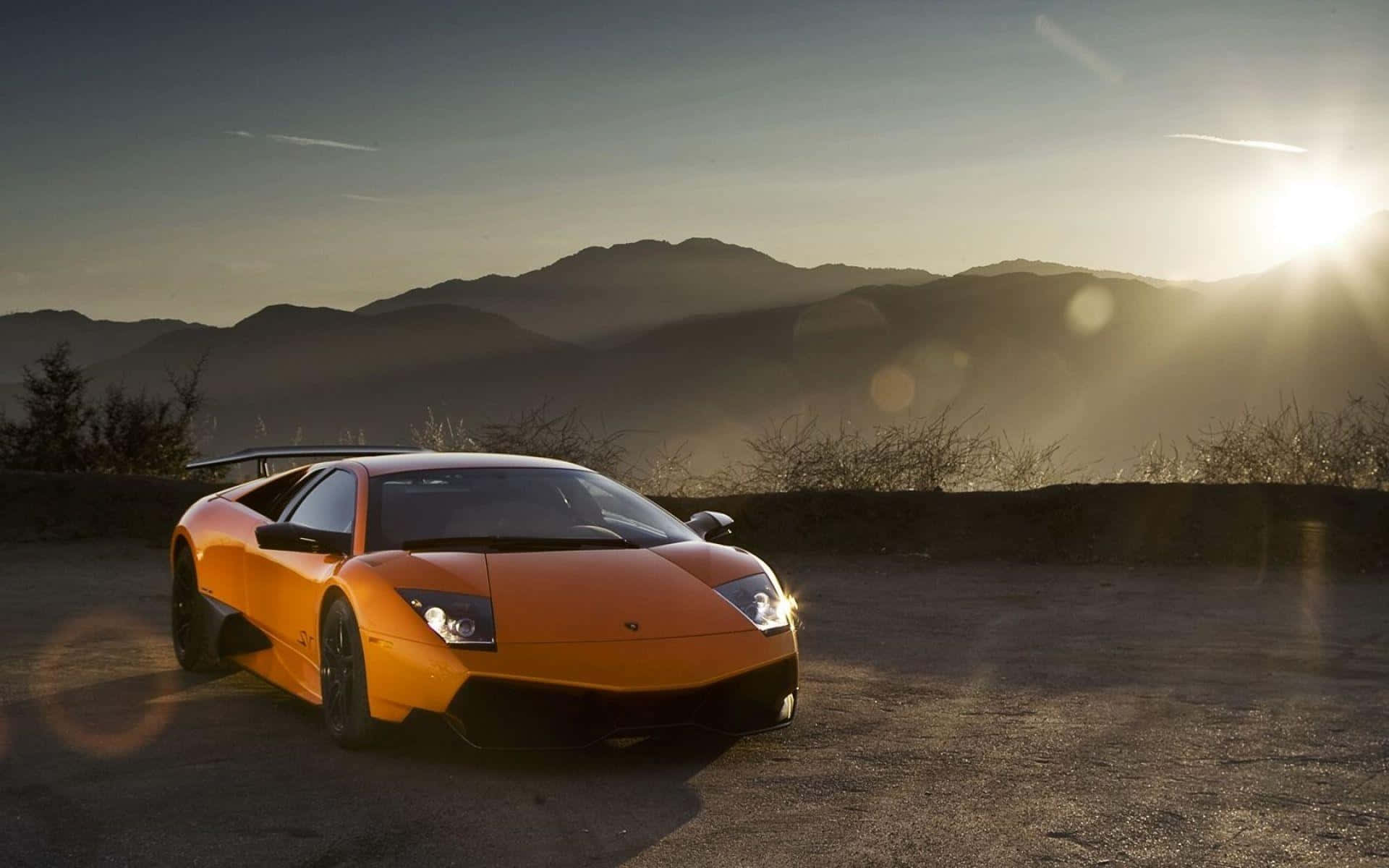 Lamborghini Murciélago, mountain road, sunset, Full HD Desktop Wallpaper