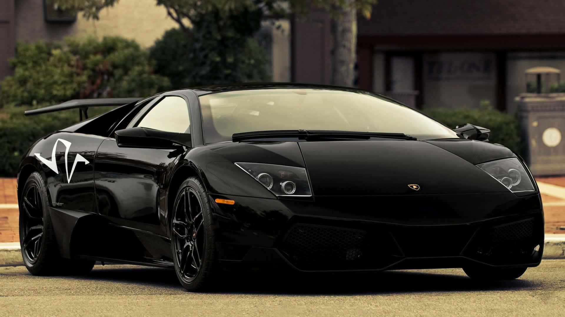 Lamborghini Murciélago, black, street, Full HD Desktop Wallpaper