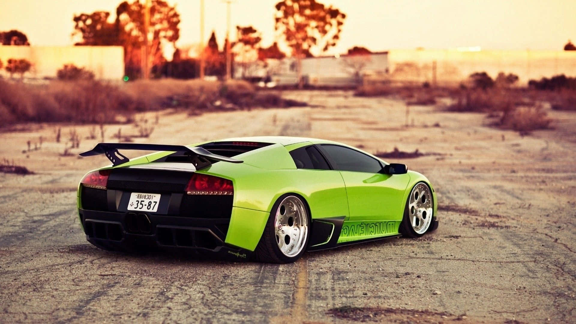 Lamborghini Murciélago, lime green, black rear wing, Full HD Desktop Wallpaper