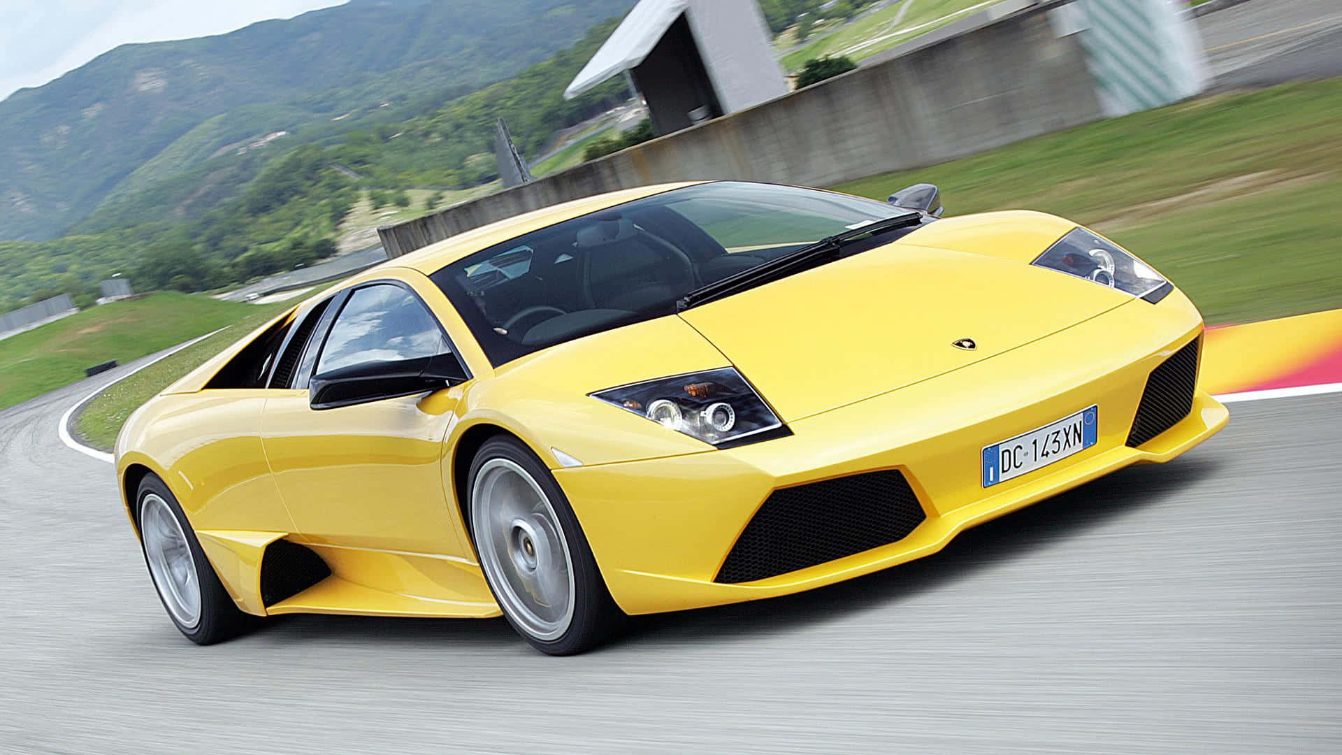 Lamborghini Murciélago, vibrant yellow, winding track, Full HD Desktop Wallpaper
