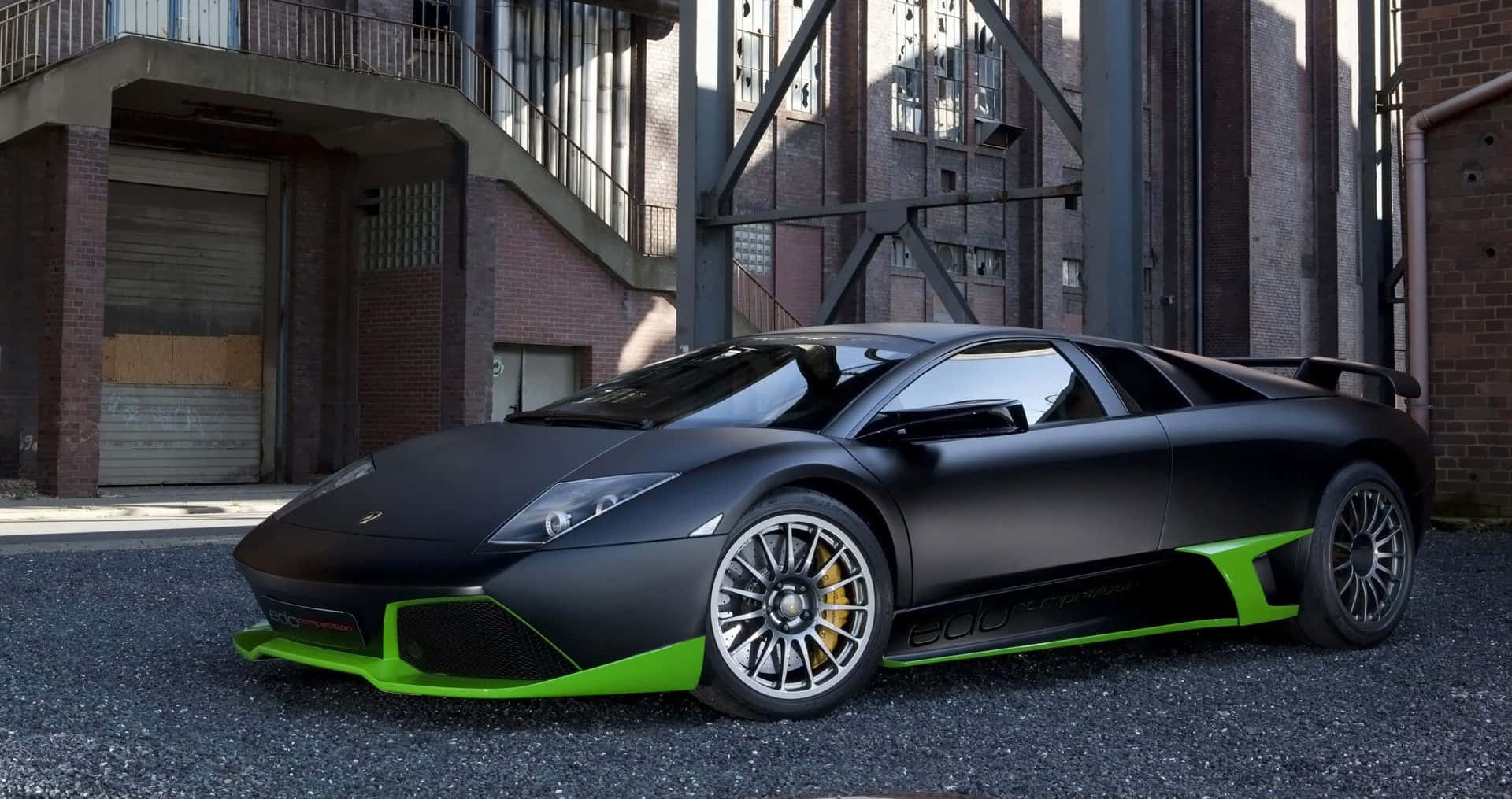 Lamborghini Murciélago, matte black, neon green accents, Full HD Desktop Wallpaper