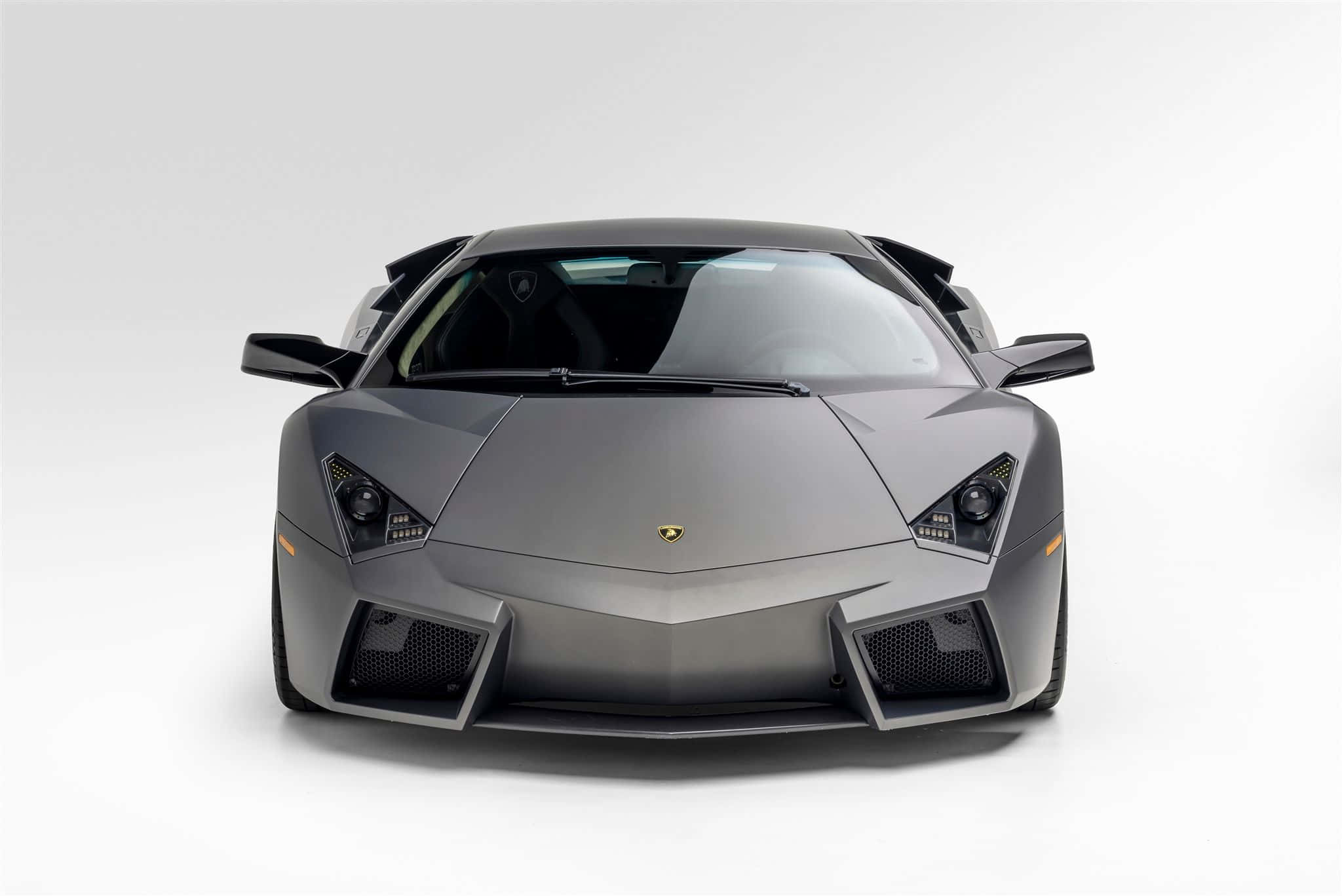 Lamborghini Reventón, matte gray, stark white studio background, Full HD Desktop Wallpaper