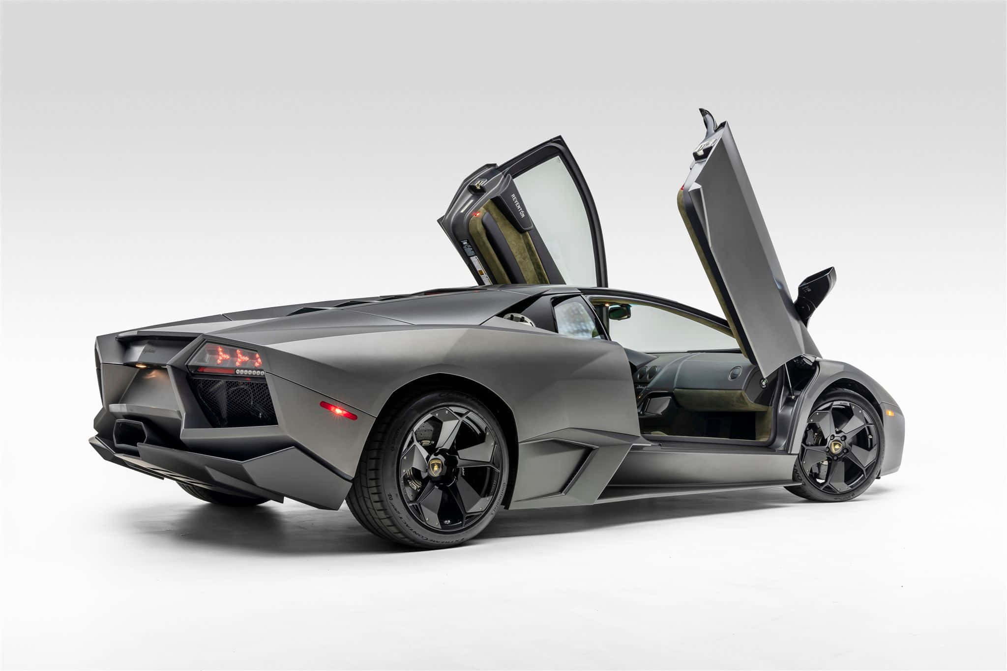 Lamborghini Reventón, matte gray, scissor doors, Full HD Desktop Wallpaper