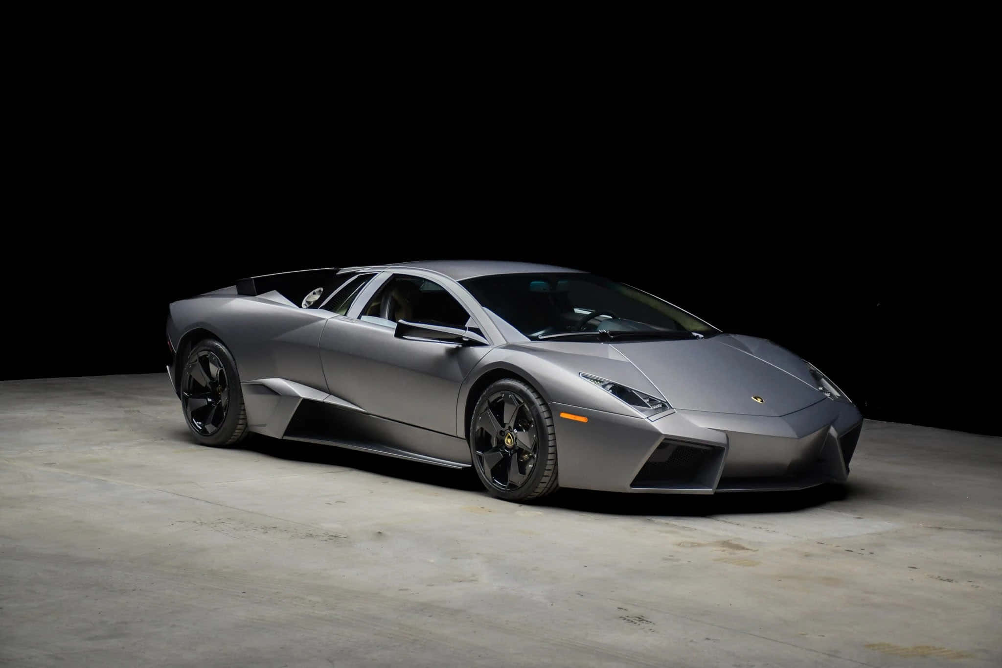Lamborghini Reventón, matte silver, black backdrop, Full HD Desktop Wallpaper