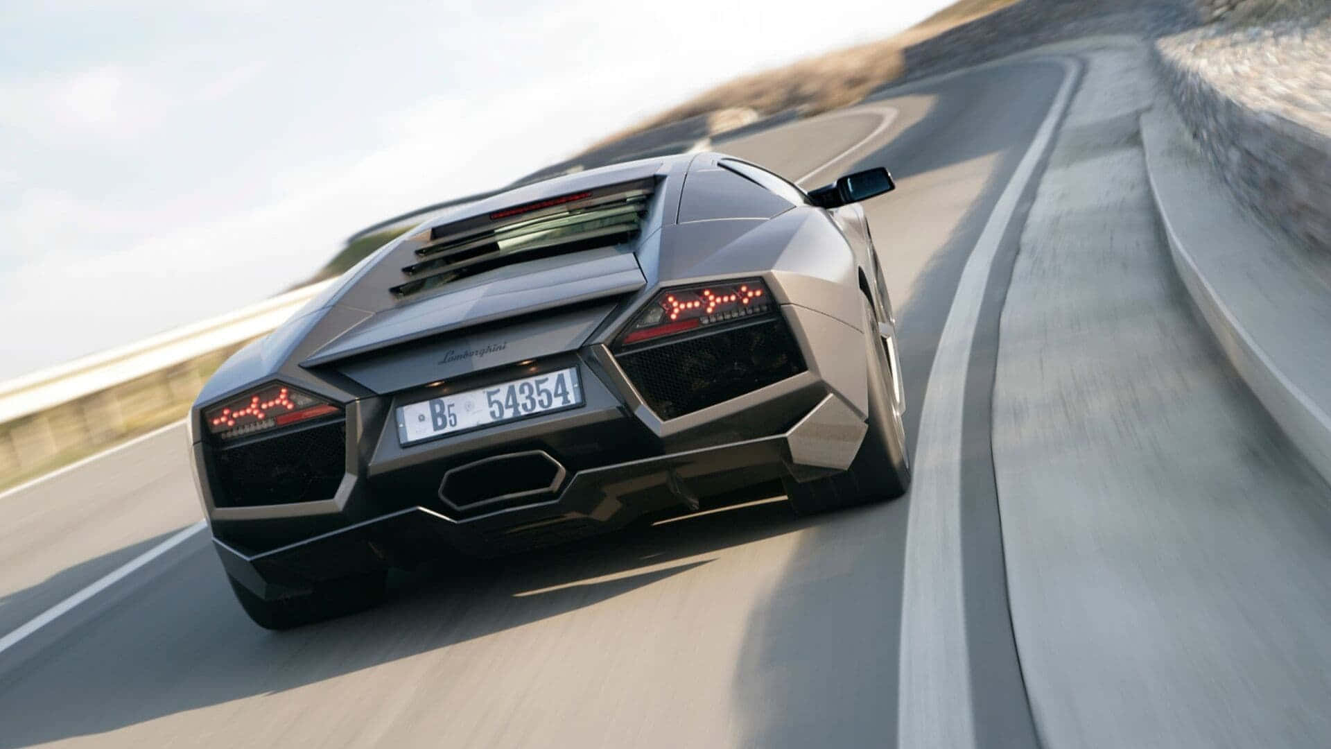Lamborghini Reventón, silver, winding mountain road, Full HD Desktop Wallpaper