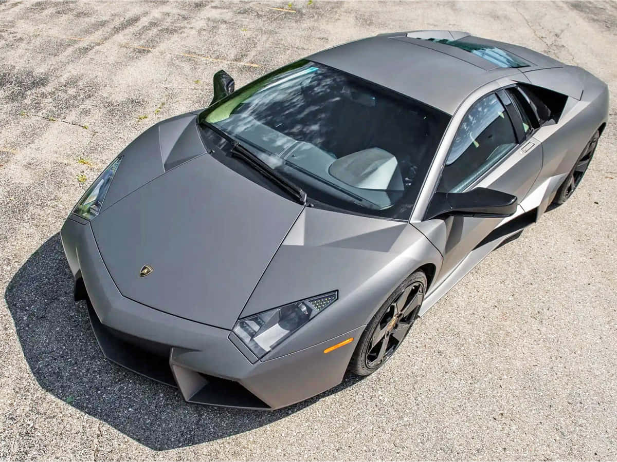 Lamborghini Reventón, matte gray, cracked asphalt, SD Desktop Wallpaper