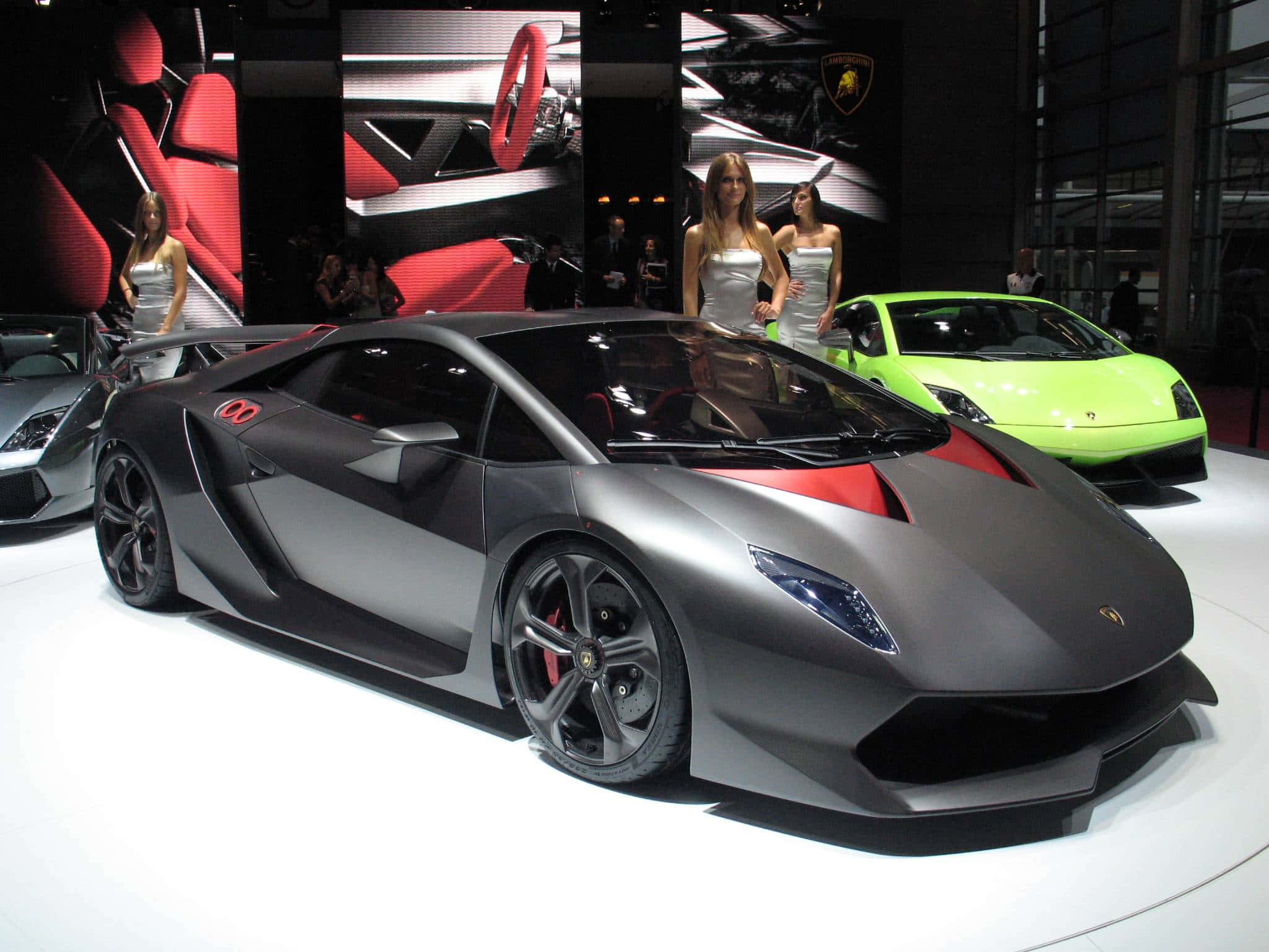 Lamborghini Sesto Elemento, matte gray, red accents, Full HD Desktop Wallpaper