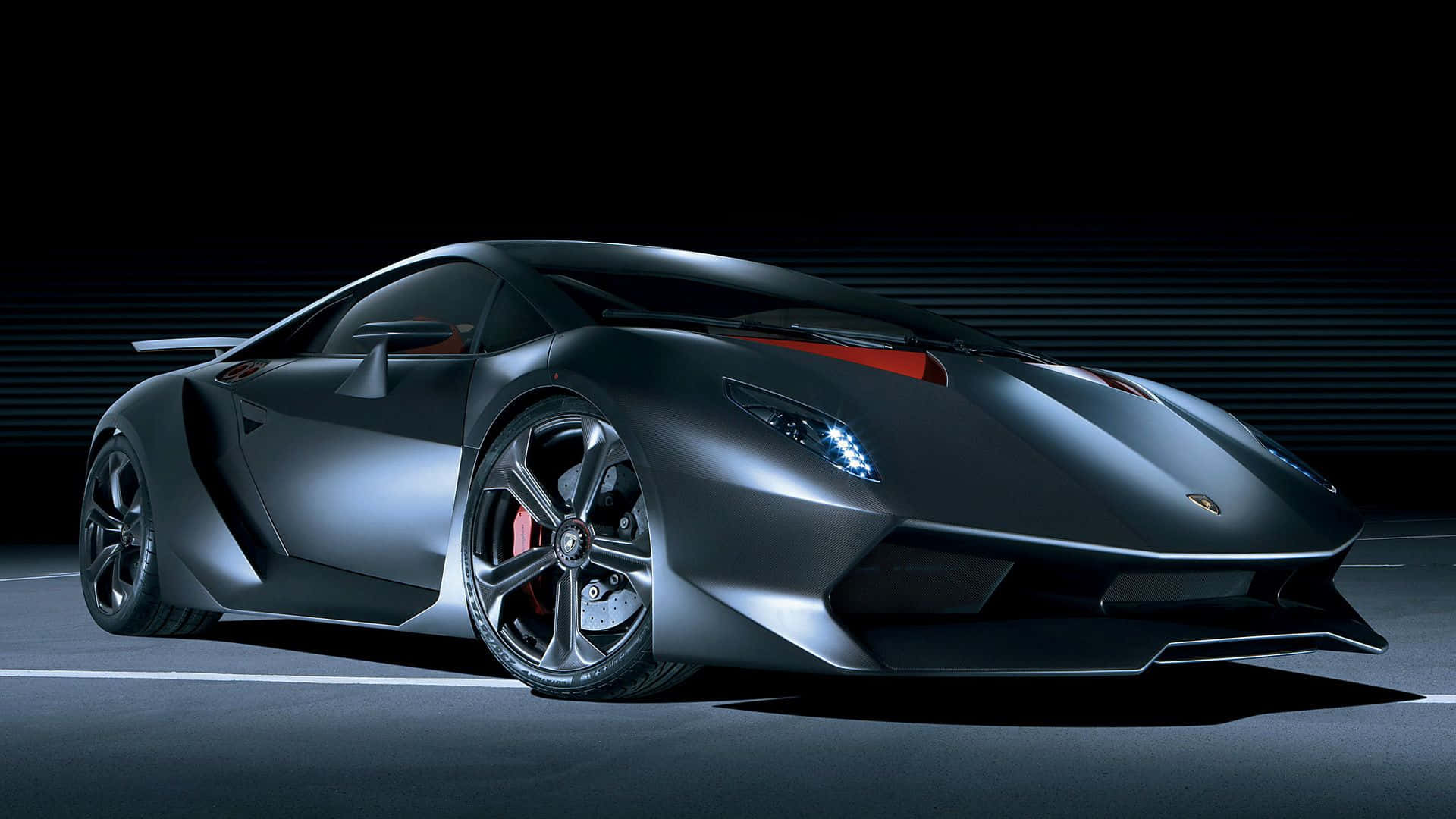 Lamborghini Sesto Elemento, matte black, red accents, Full HD Desktop Wallpaper