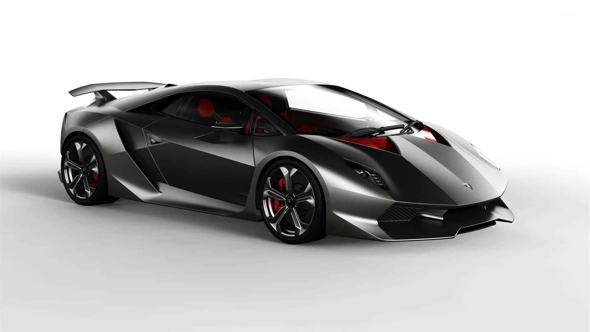 Lamborghini Sesto Elemento, matte black, red interior, Full HD Desktop Wallpaper