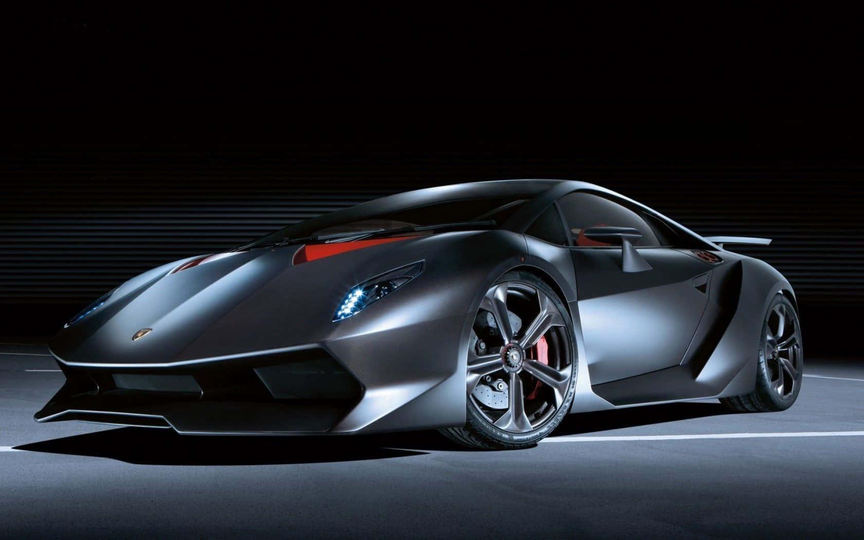 Lamborghini Sesto Elemento, matte black, glowing blue headlights, HD Desktop Wallpaper