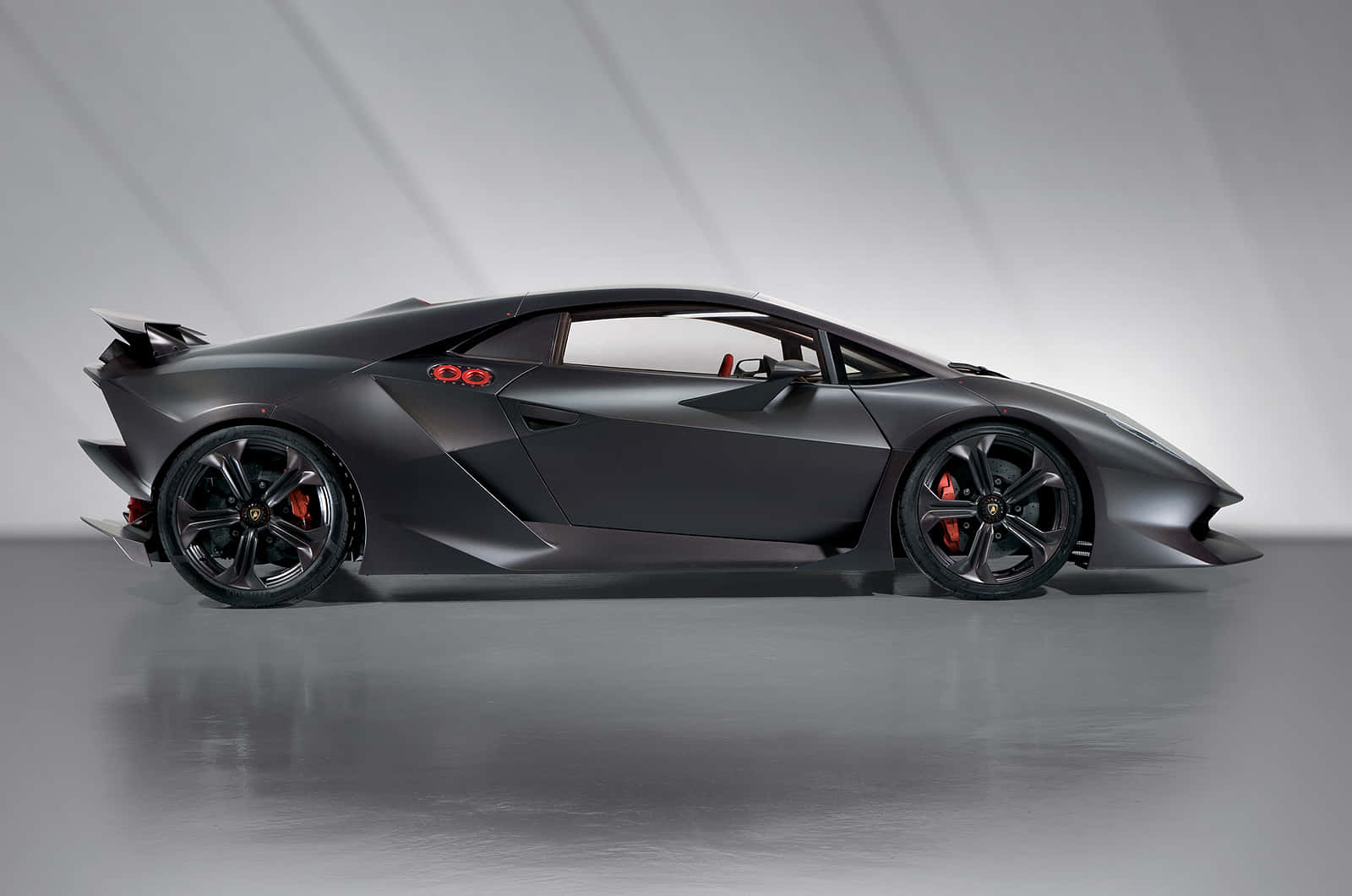 Lamborghini Sesto Elemento, matte black, red accents, HD Desktop Wallpaper