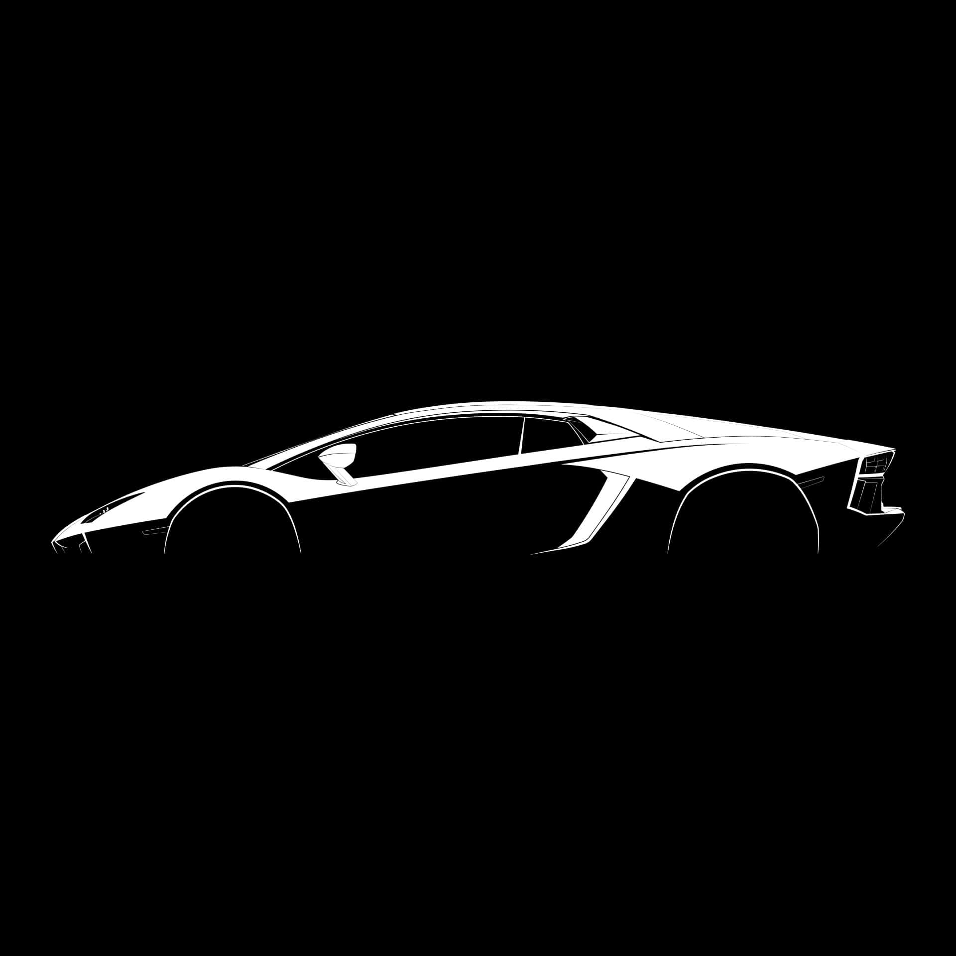 Lamborghini Silhouette, starry night, white line drawing, Full HD Desktop Wallpaper