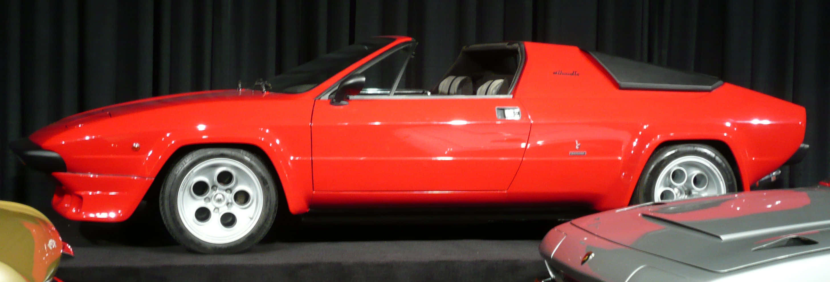 Lamborghini Silhouette, vibrant red, classic convertible sports car, 2K Desktop Wallpaper