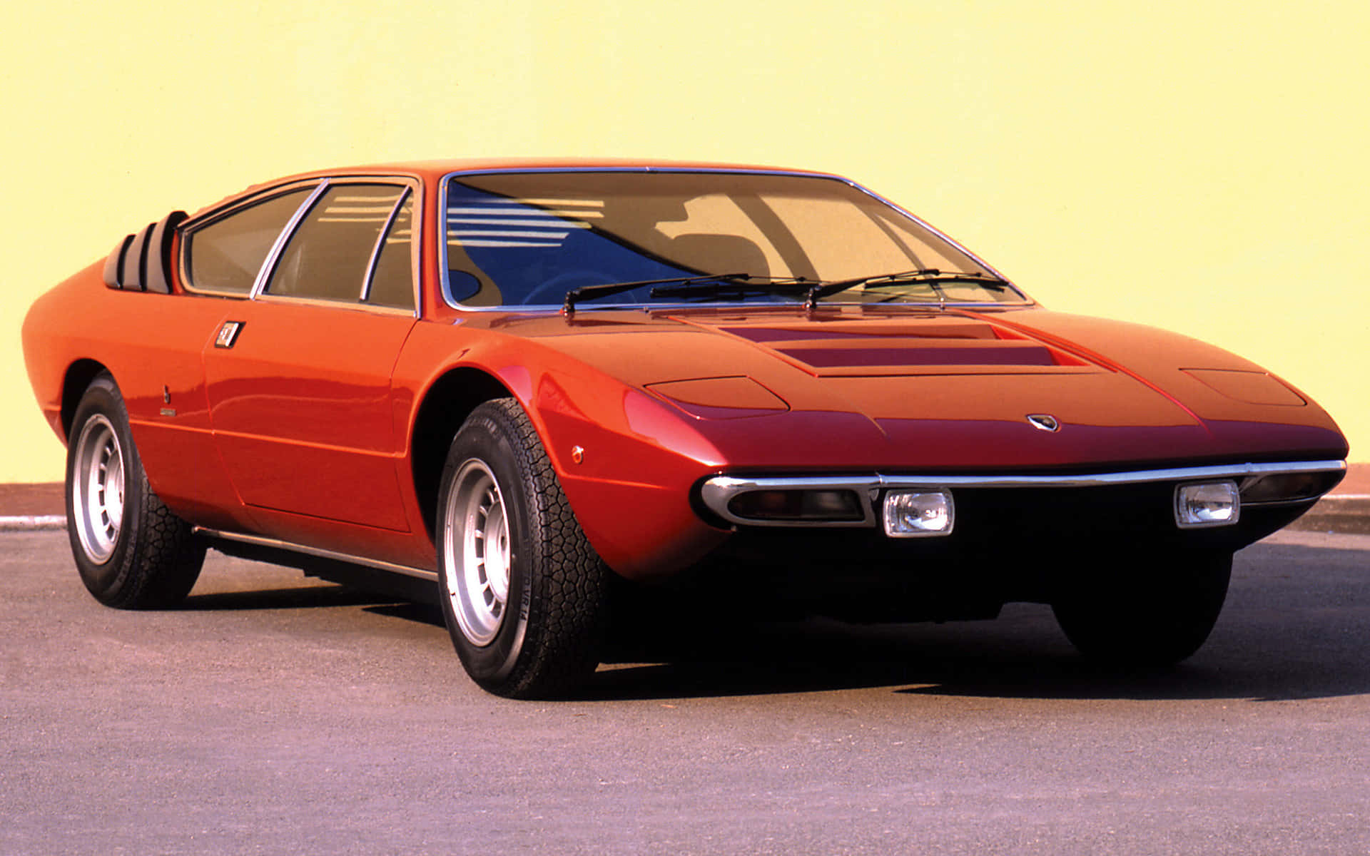 Lamborghini Urraco, vintage sports car, vibrant orange, Full HD Desktop Wallpaper