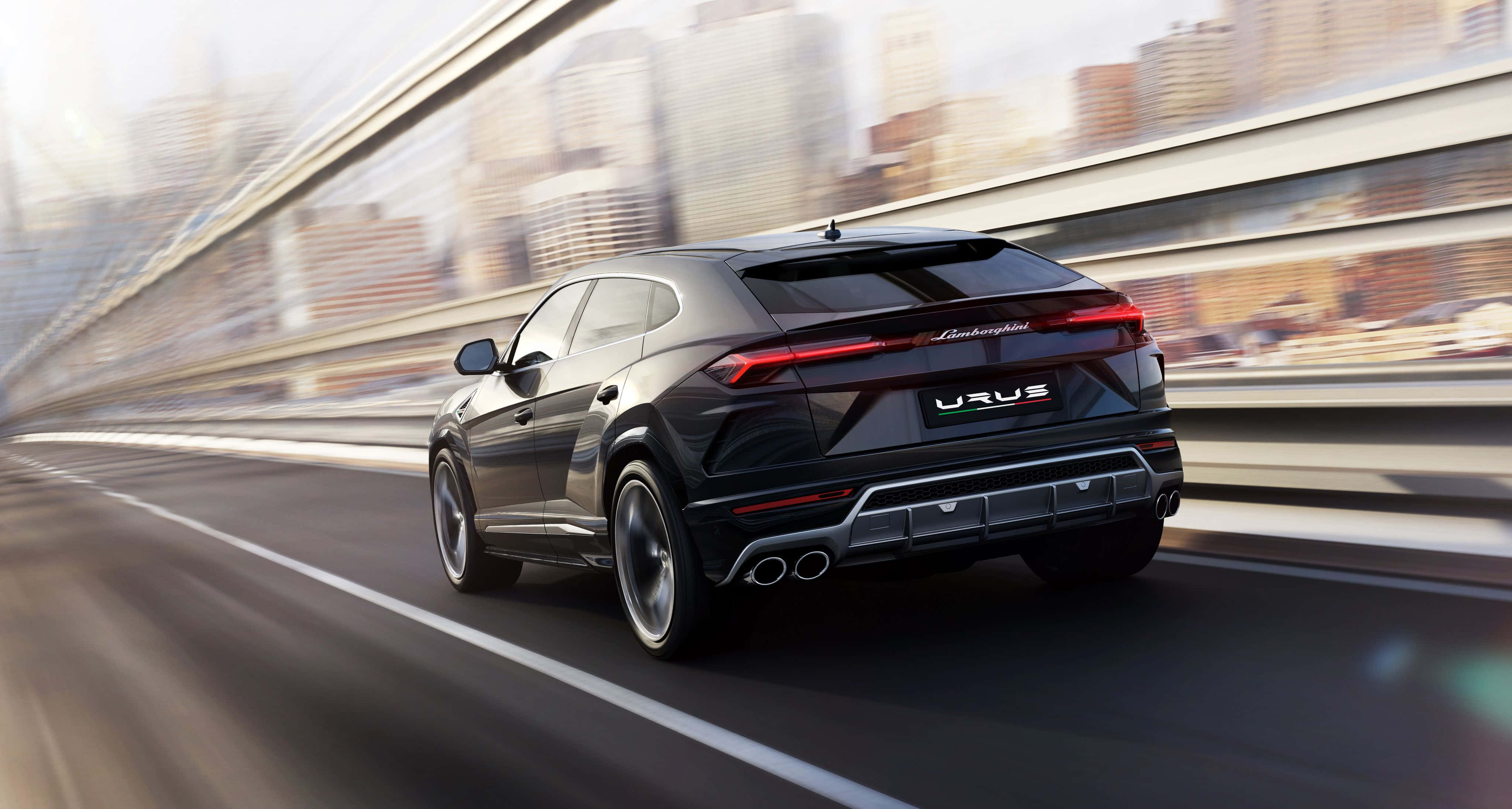 Lamborghini Urus, black, highway, 4K Desktop Wallpaper