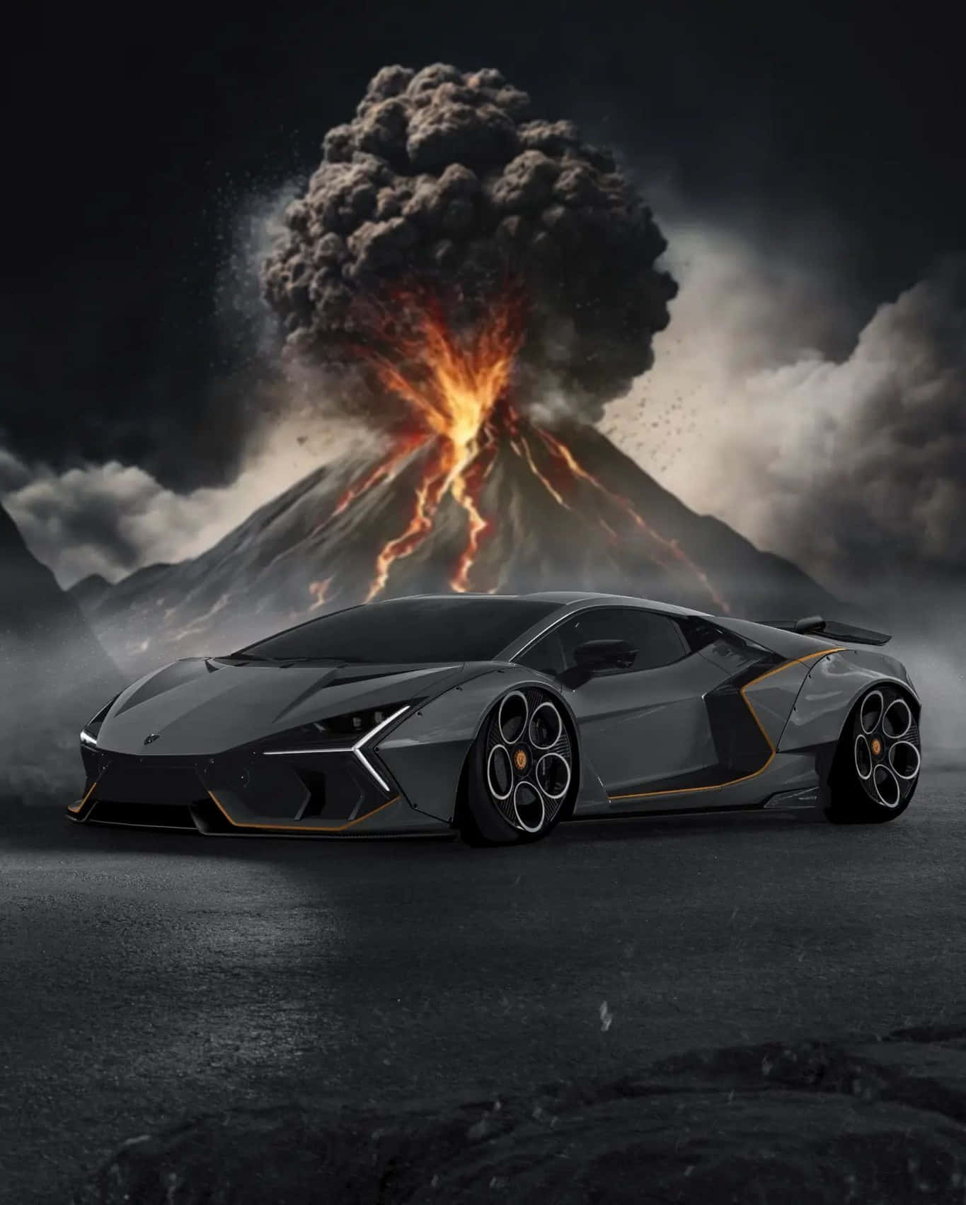 Lamborghini, gray, gold accents, HD Phone Wallpaper