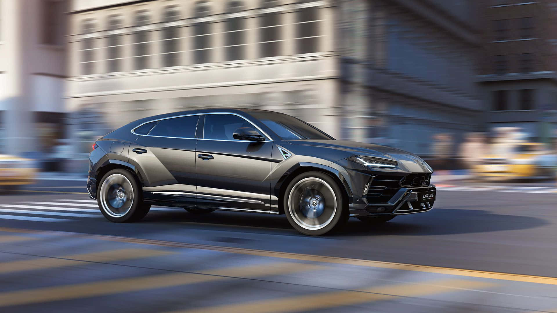 Lamborghini Urus, matte gray, city street, Full HD Desktop Wallpaper
