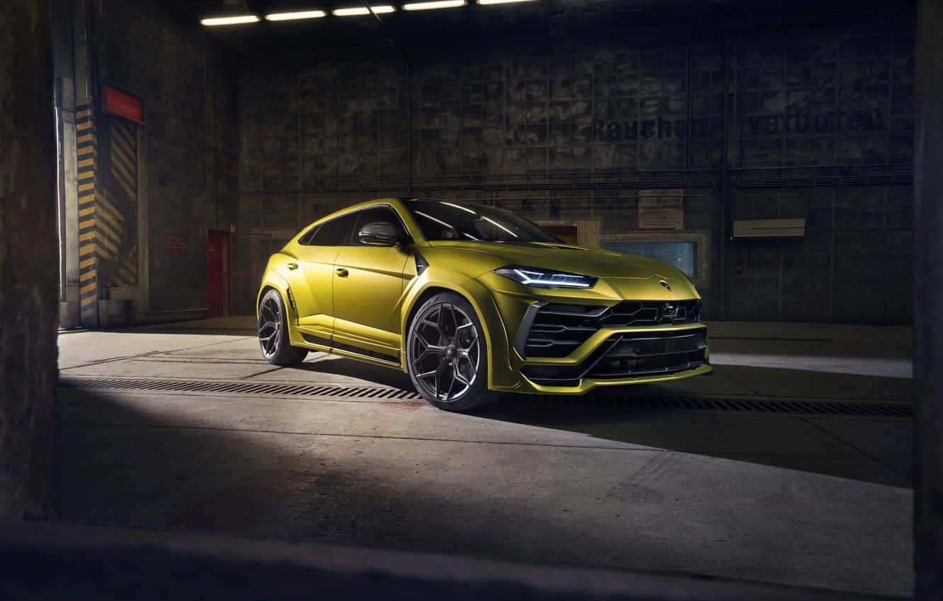 Lamborghini Urus, vibrant yellow, harsh lighting, HD Desktop Wallpaper