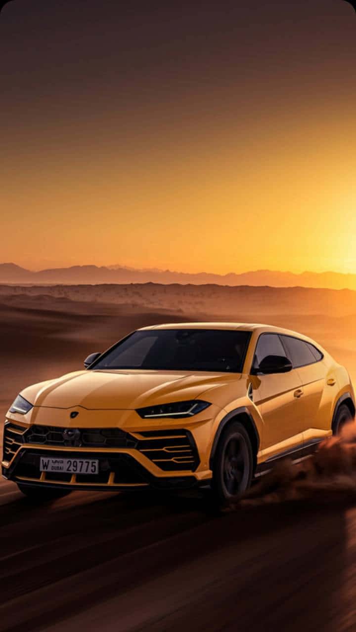 Lamborghini Urus, desert, sunset, HD Phone Wallpaper