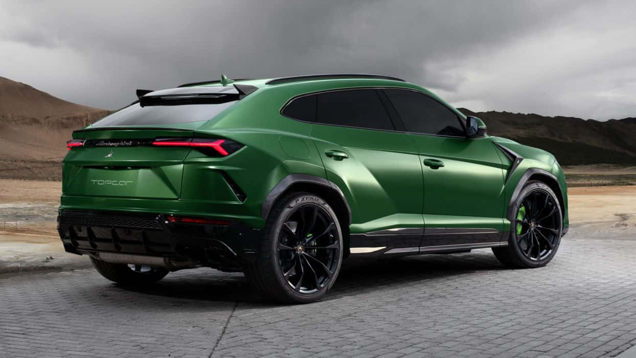 Lamborghini Urus, matte green, paved surface, SD Desktop Wallpaper