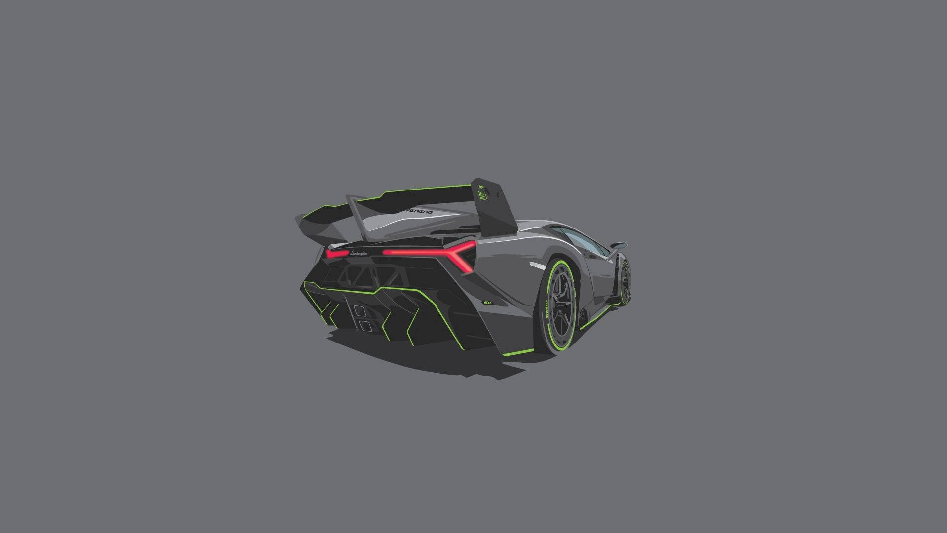 Lamborghini Veneno, neon green accents, red taillights, Full HD Desktop Wallpaper