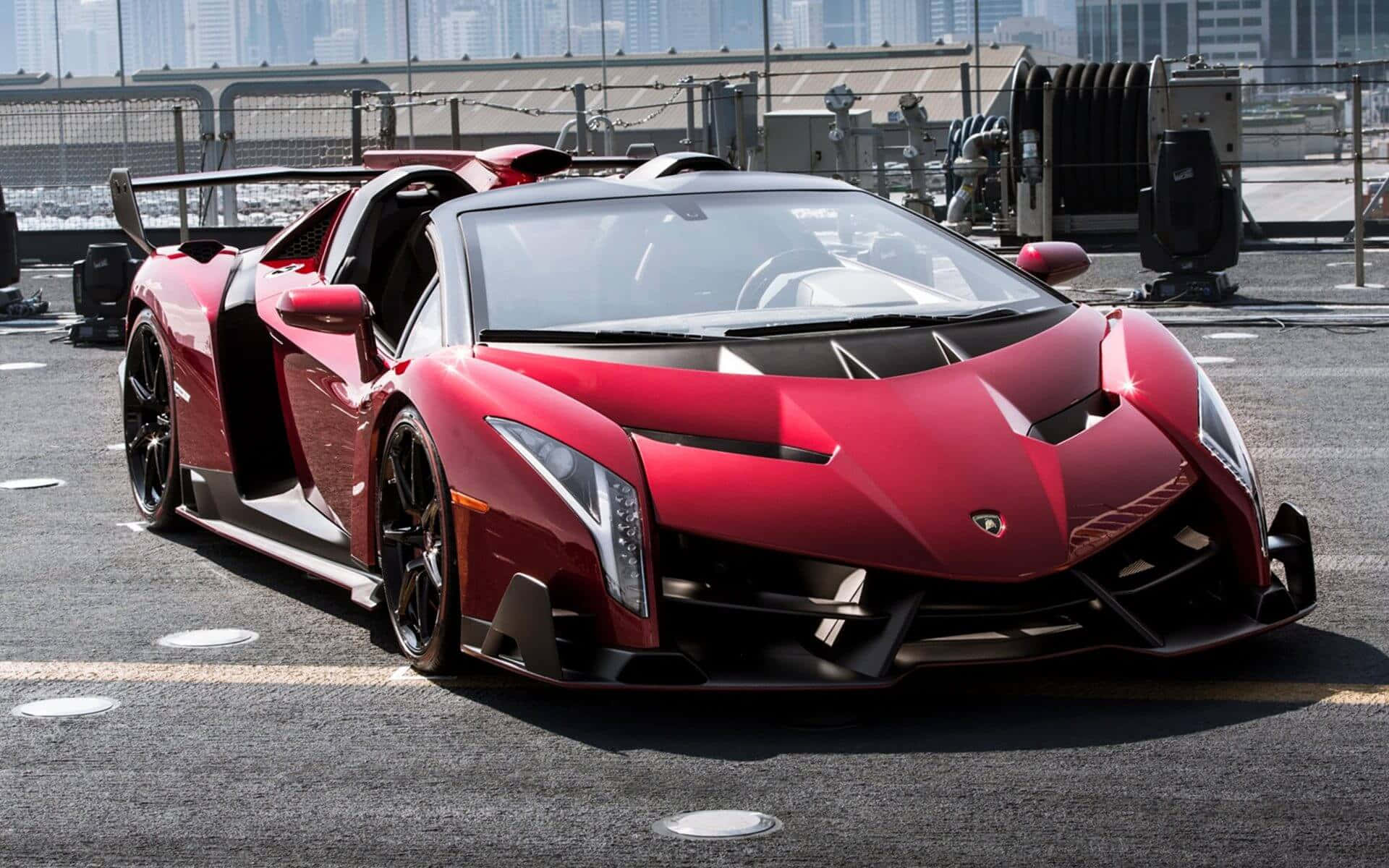 Lamborghini Veneno, red, roadster, Full HD Desktop Wallpaper