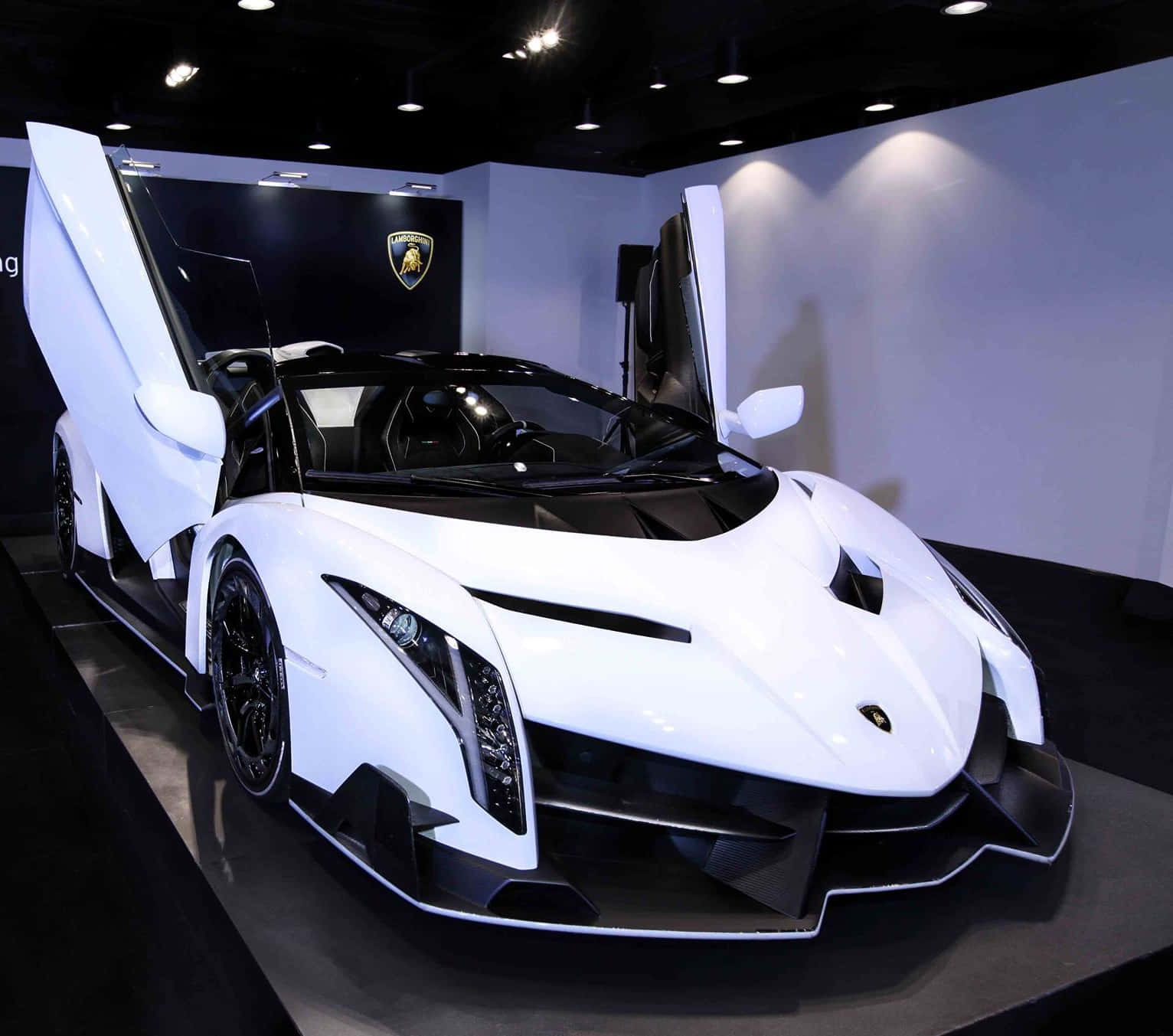 Lamborghini Veneno, white, scissor doors, HD Desktop Wallpaper