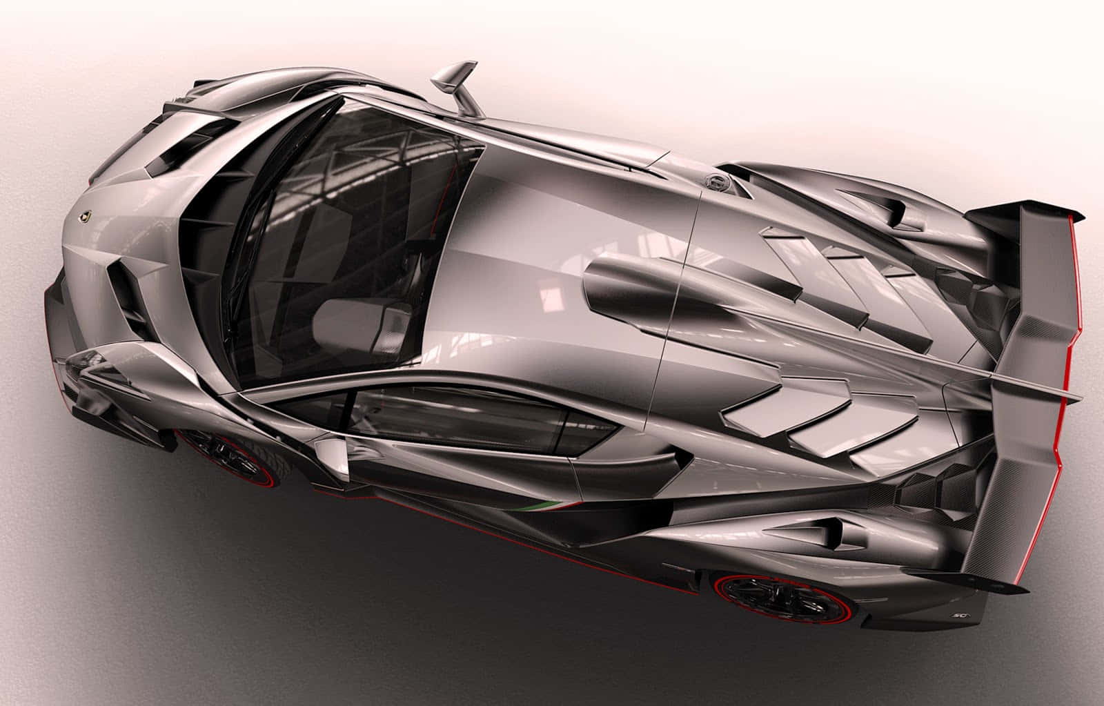 Lamborghini Veneno, silver, red accents, HD Desktop Wallpaper