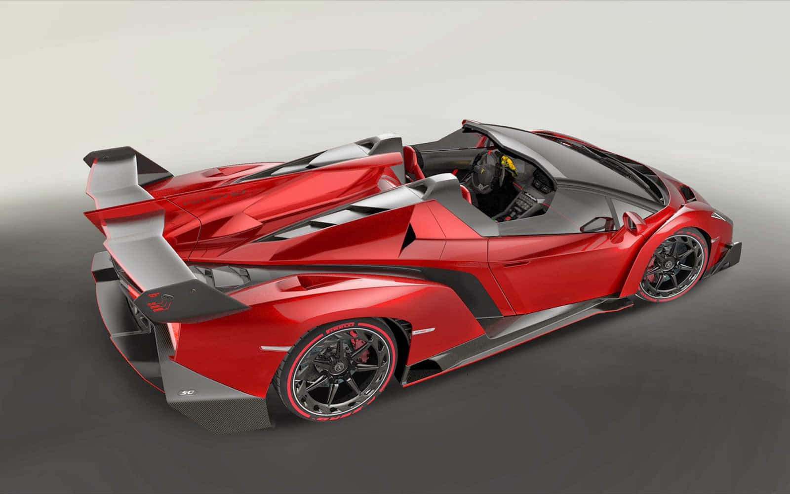 Lamborghini Veneno, red and black, open-top design, HD Desktop Wallpaper
