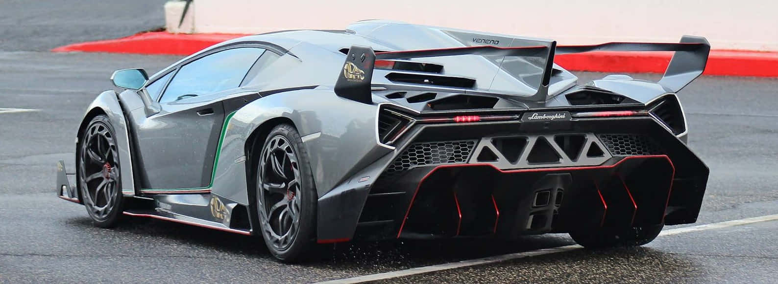 Lamborghini Veneno, silver, red accents, HD Desktop Wallpaper