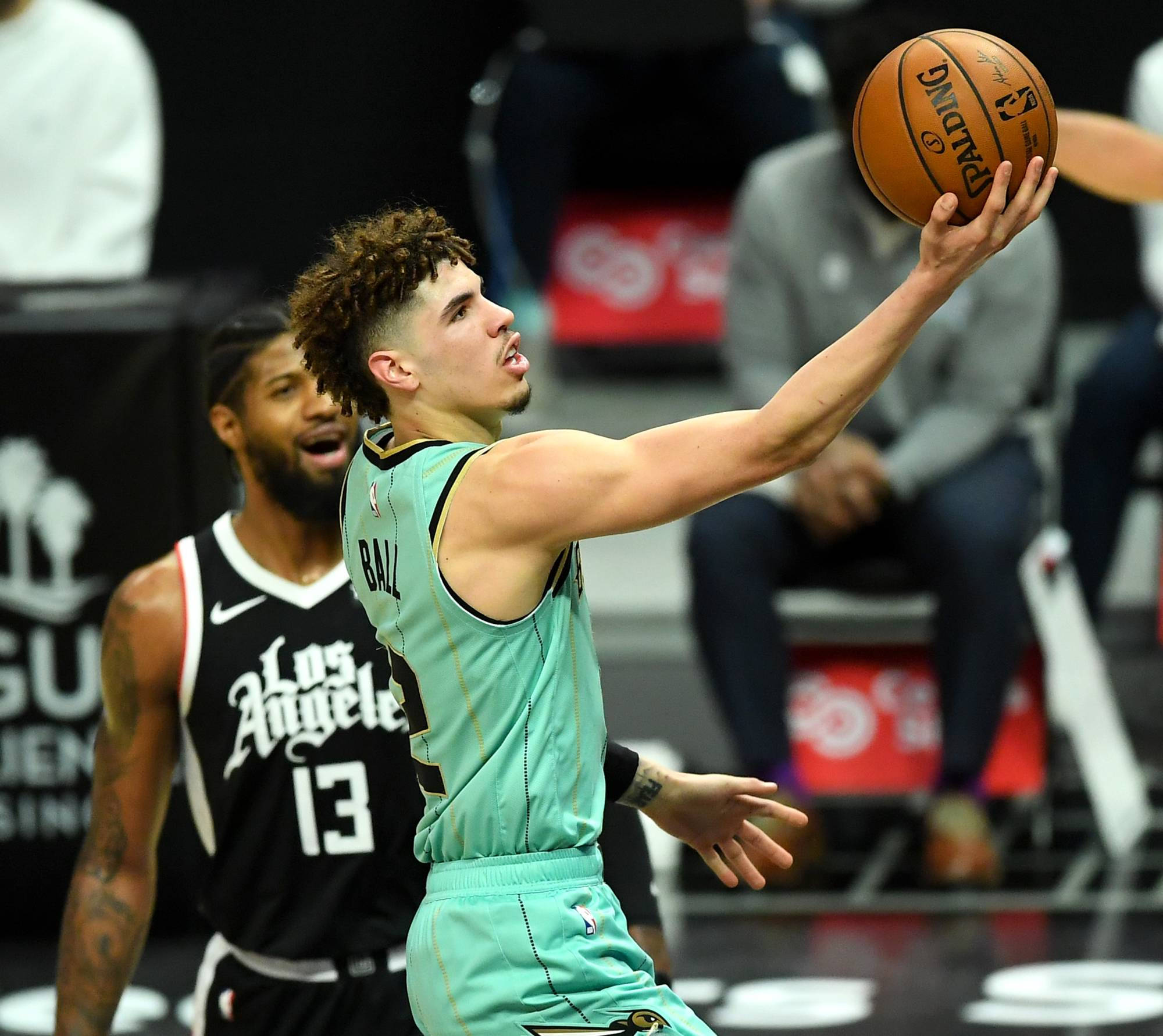 Lamelo Ball, teal jersey, black, Full HD Desktop Wallpaper