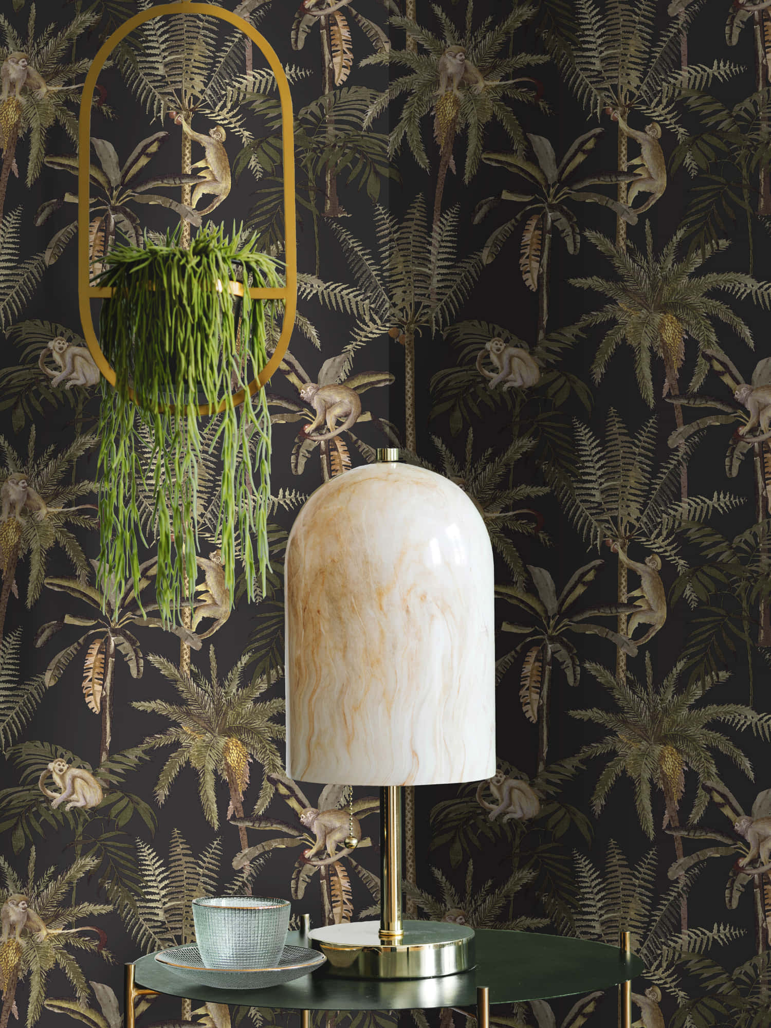 white lamp, marble lamp, dark jungle-themed, Full HD Phone Wallpaper