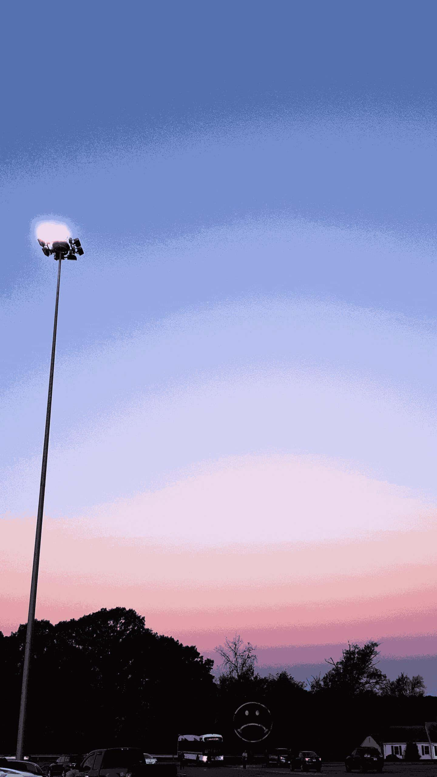 stadium light pole, twilight sky, pink and blue hues, 2K Phone Wallpaper