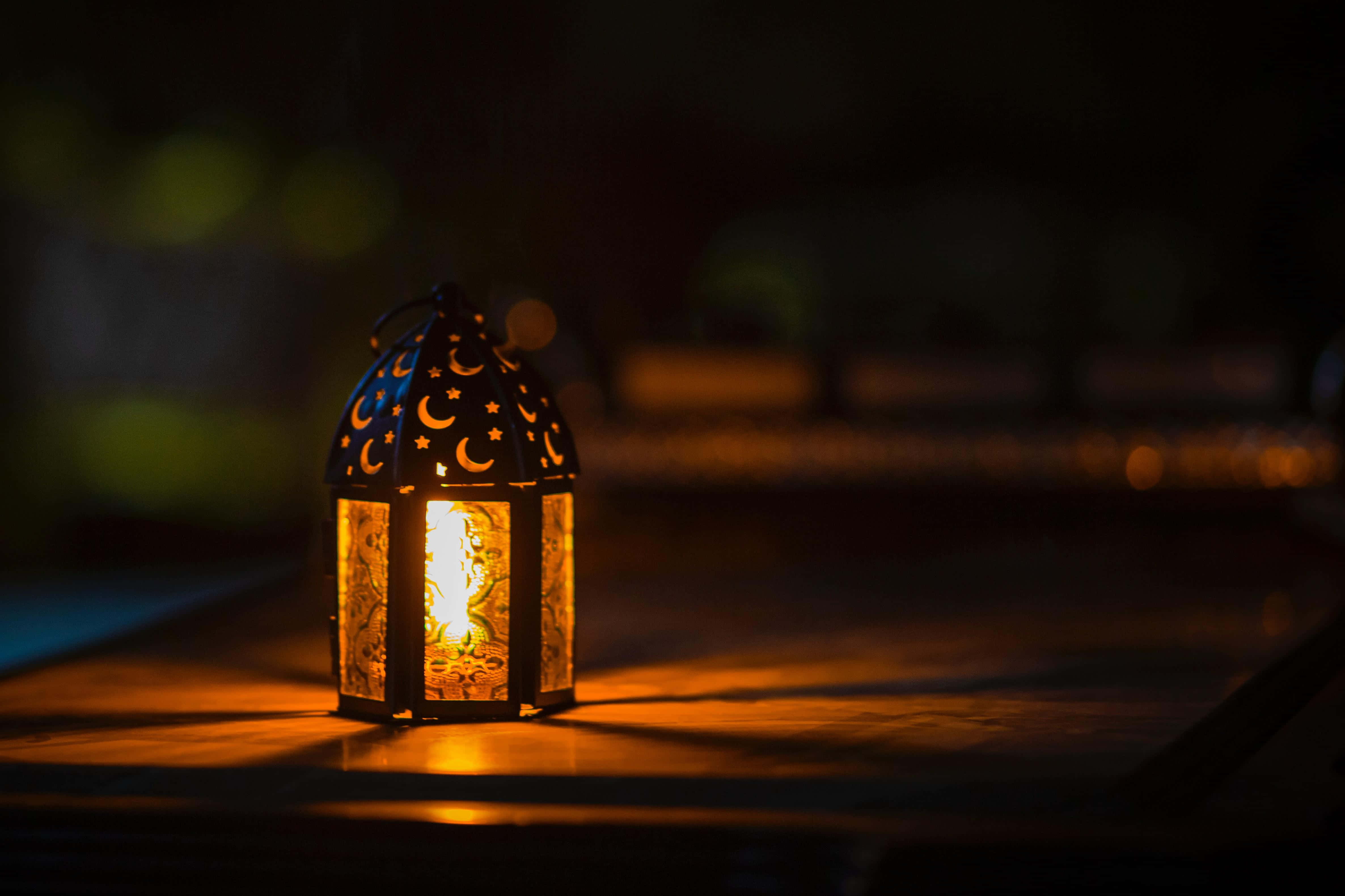 mystical lantern, crescent moon cutouts, star cutouts, 4K Desktop Wallpaper