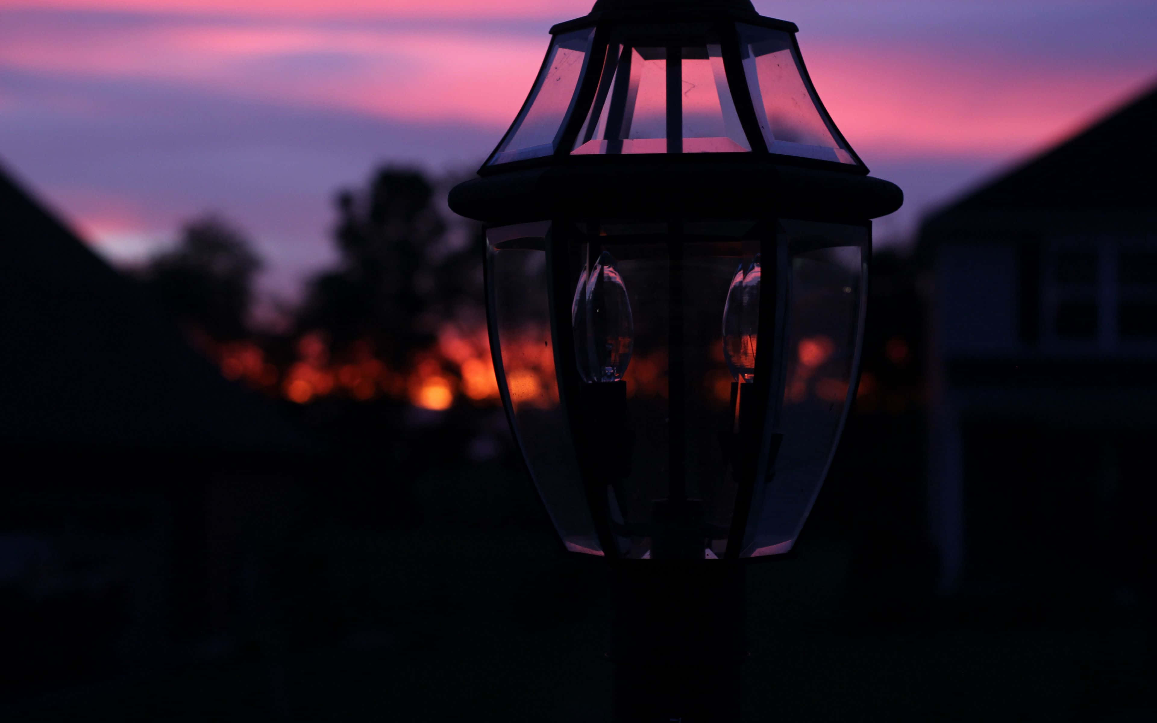 Twilight Lamp, twilight sky, pink and purple hues, 4K Desktop Wallpaper
