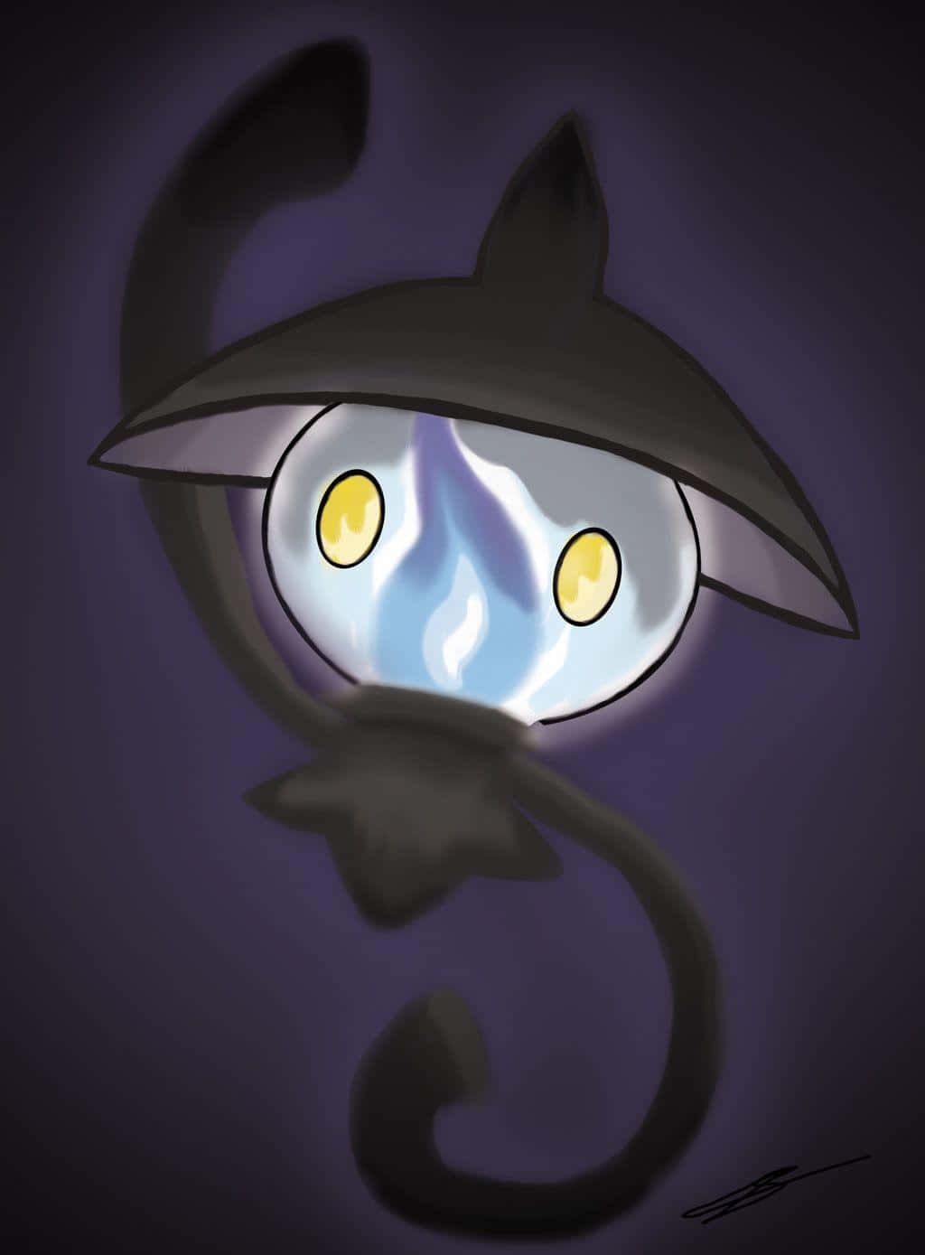 Lampent, glowing blue flame creature, yellow eyes, HD Phone Wallpaper