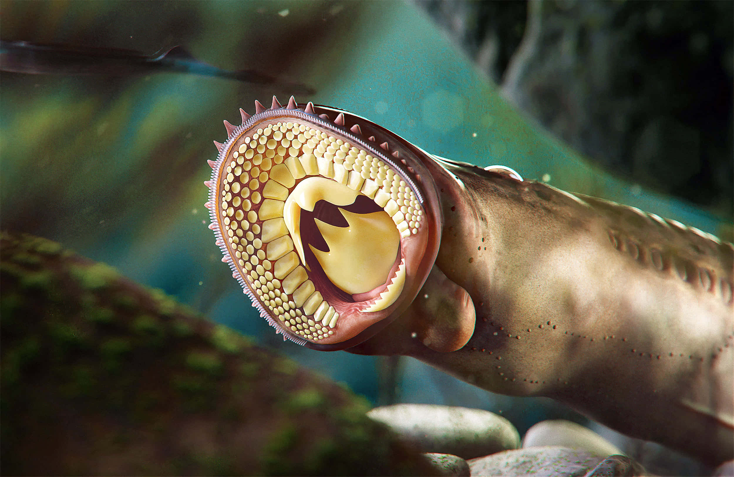Lamprey, circular mouth, fleshy teeth, Full HD Desktop Wallpaper