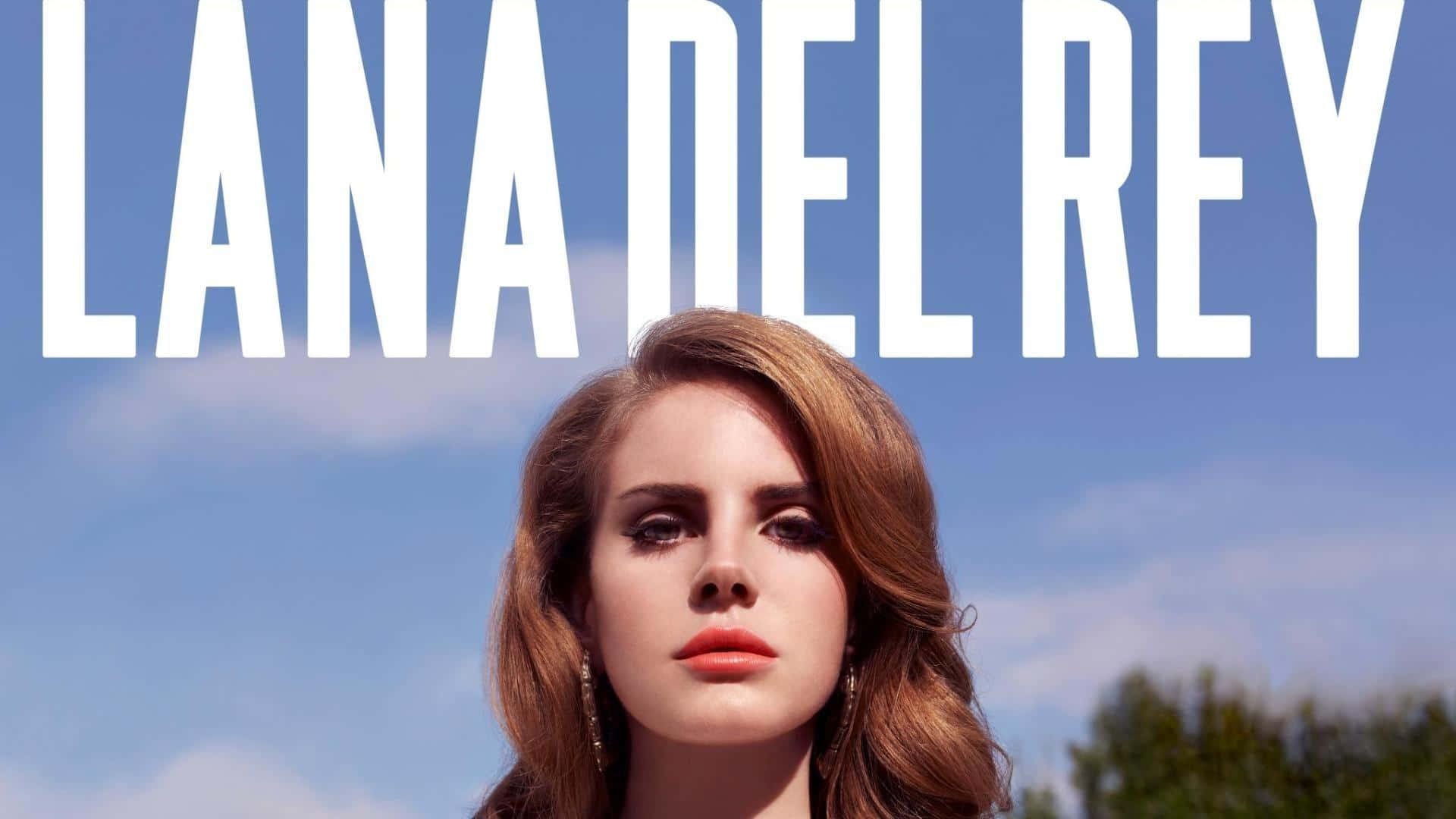 Lana Del Rey, blue sky, white text, Full HD Desktop Wallpaper